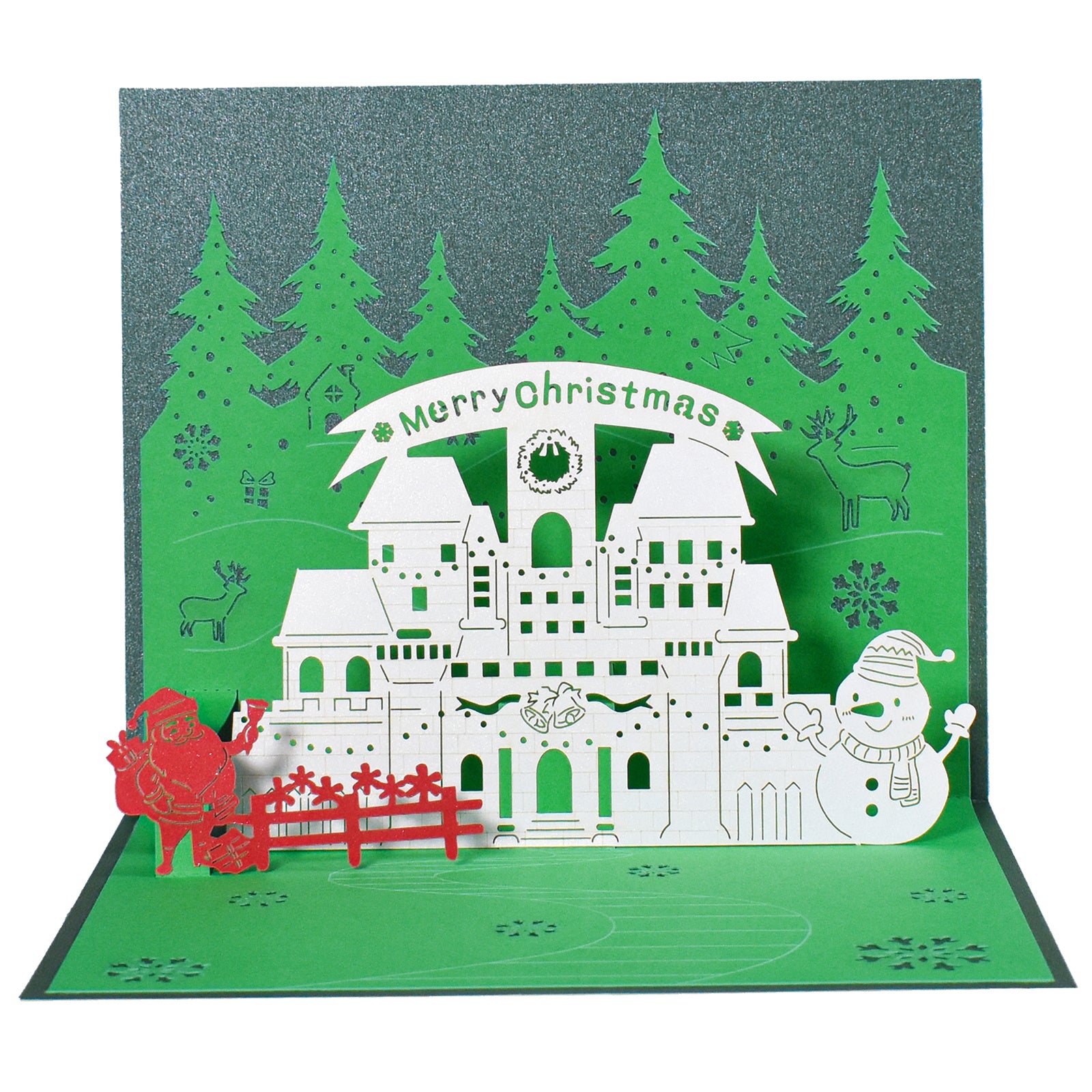 Christmas Pop Up Card Forest Green