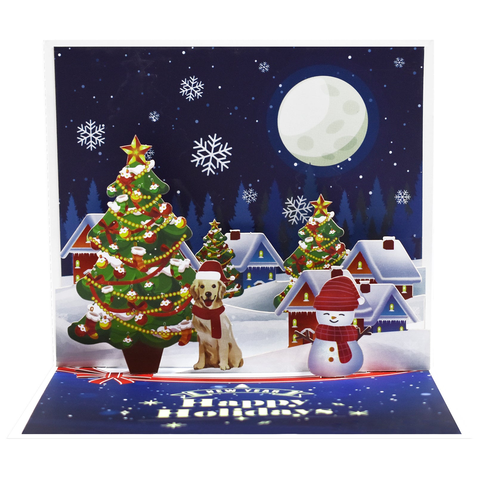 Happy Holidays Pop Up Card Christmas snowy night