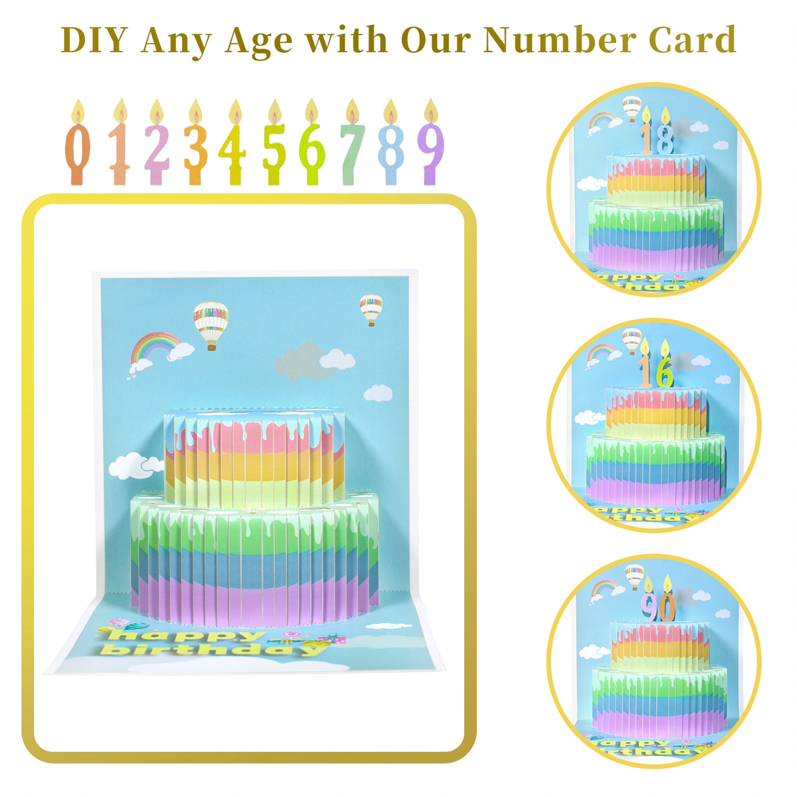 Rainbow 3D Pop Up Birthday Card with Numbers DIY