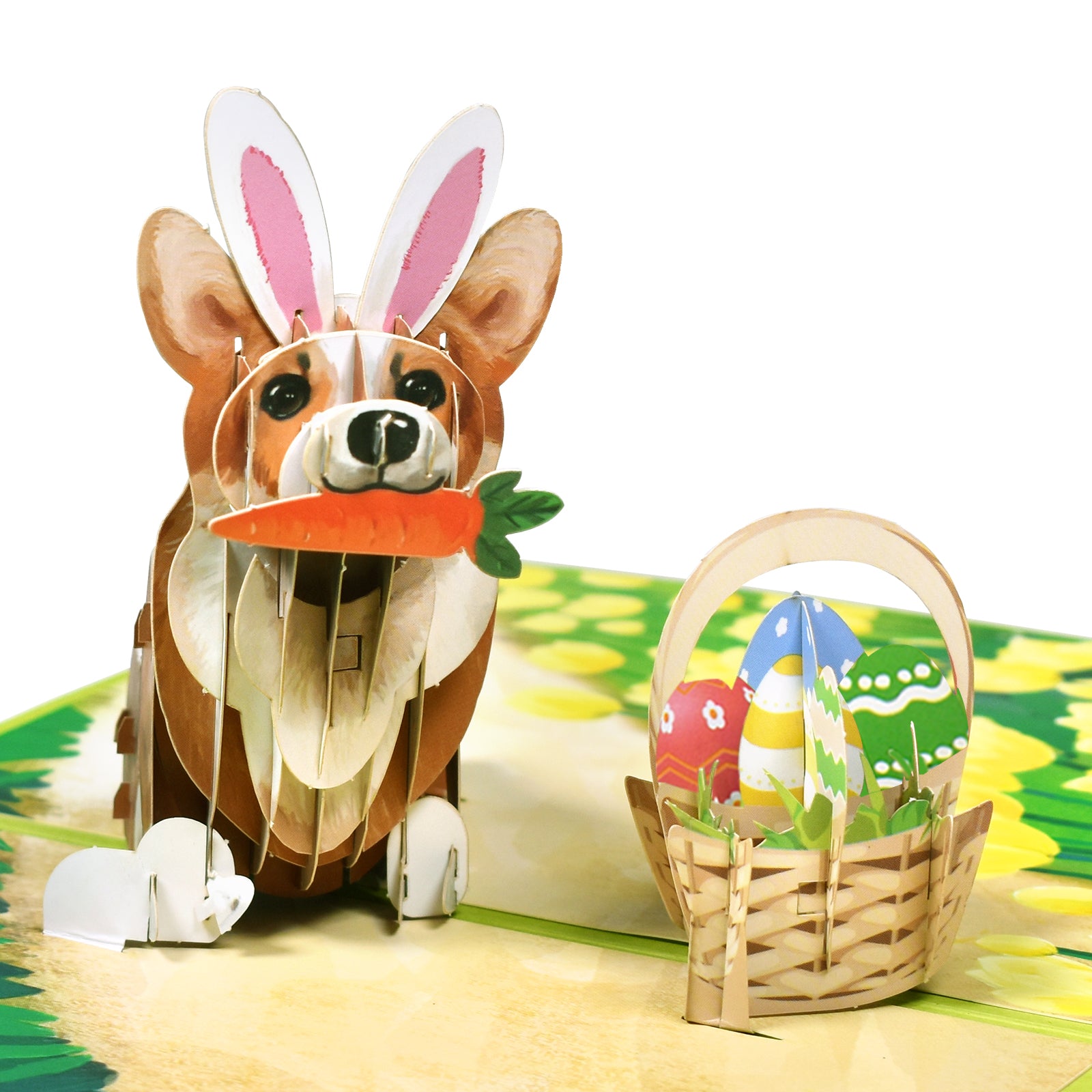 Easter 3D Pop Up Card Corgi Playing Bunny