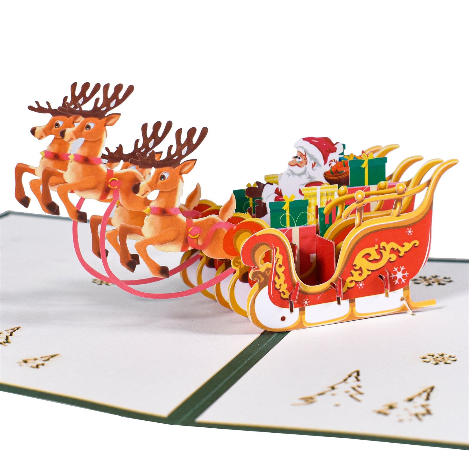 Christmas Reindeer Carriage Pop Up Card