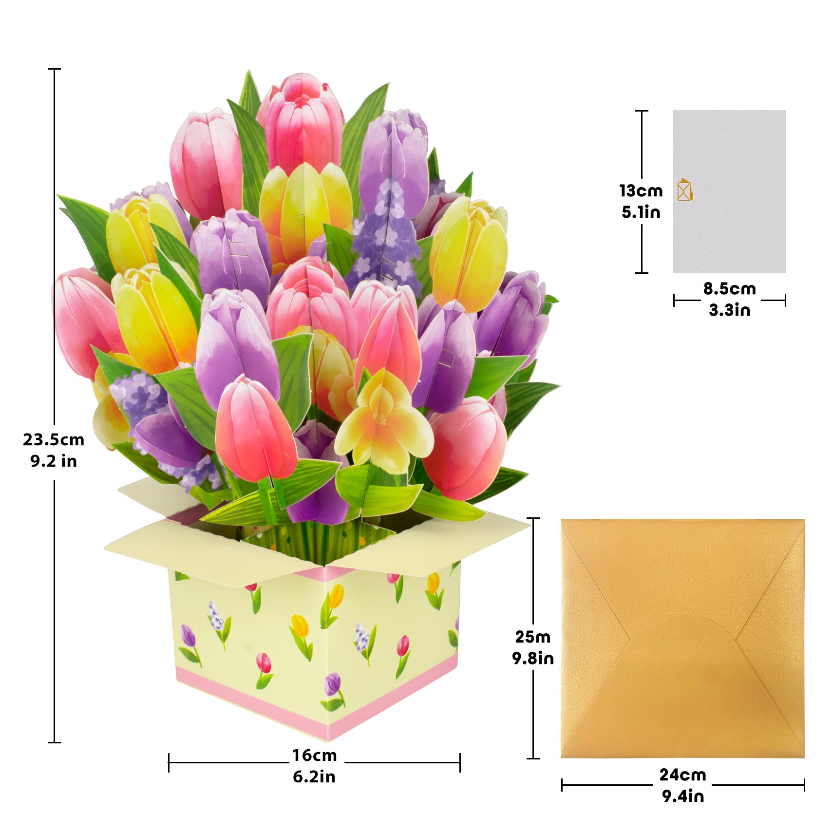 Tulip Bouquet Box Flowers Pop Up Card