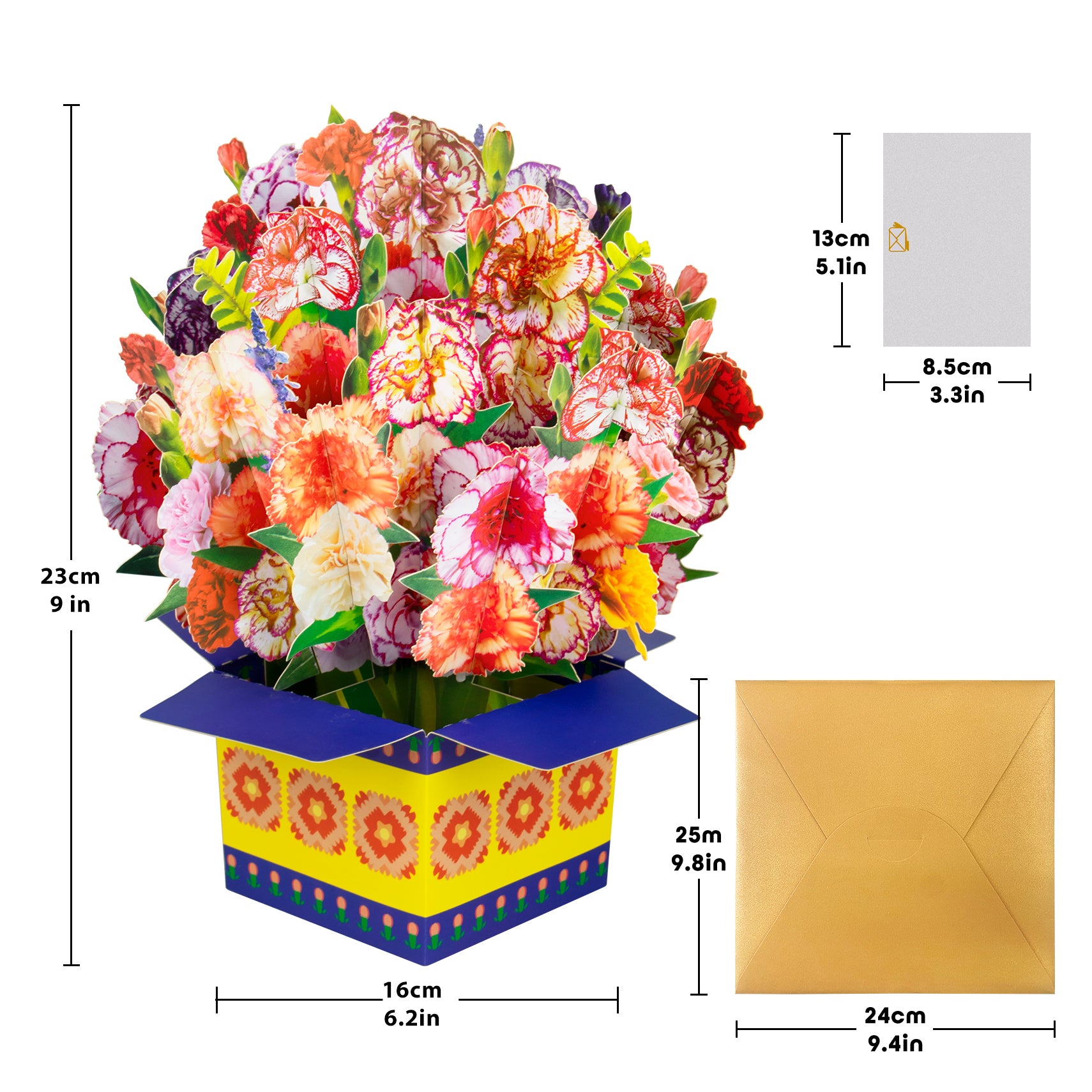 Carnation Bouquet Box Flowers Pop Up Card