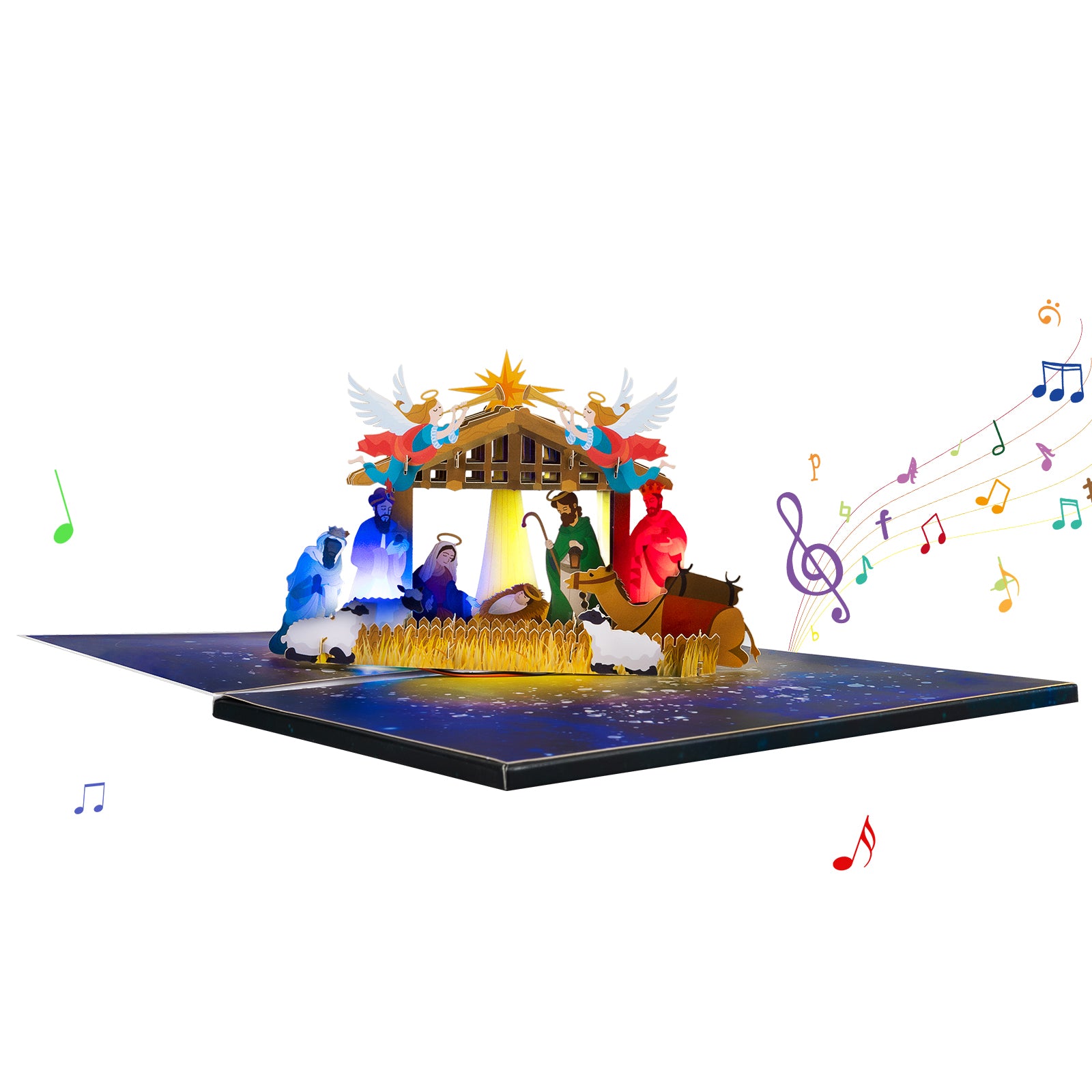 Musical Holy Night Christmas 3D Pop Up Card with Music & Lights