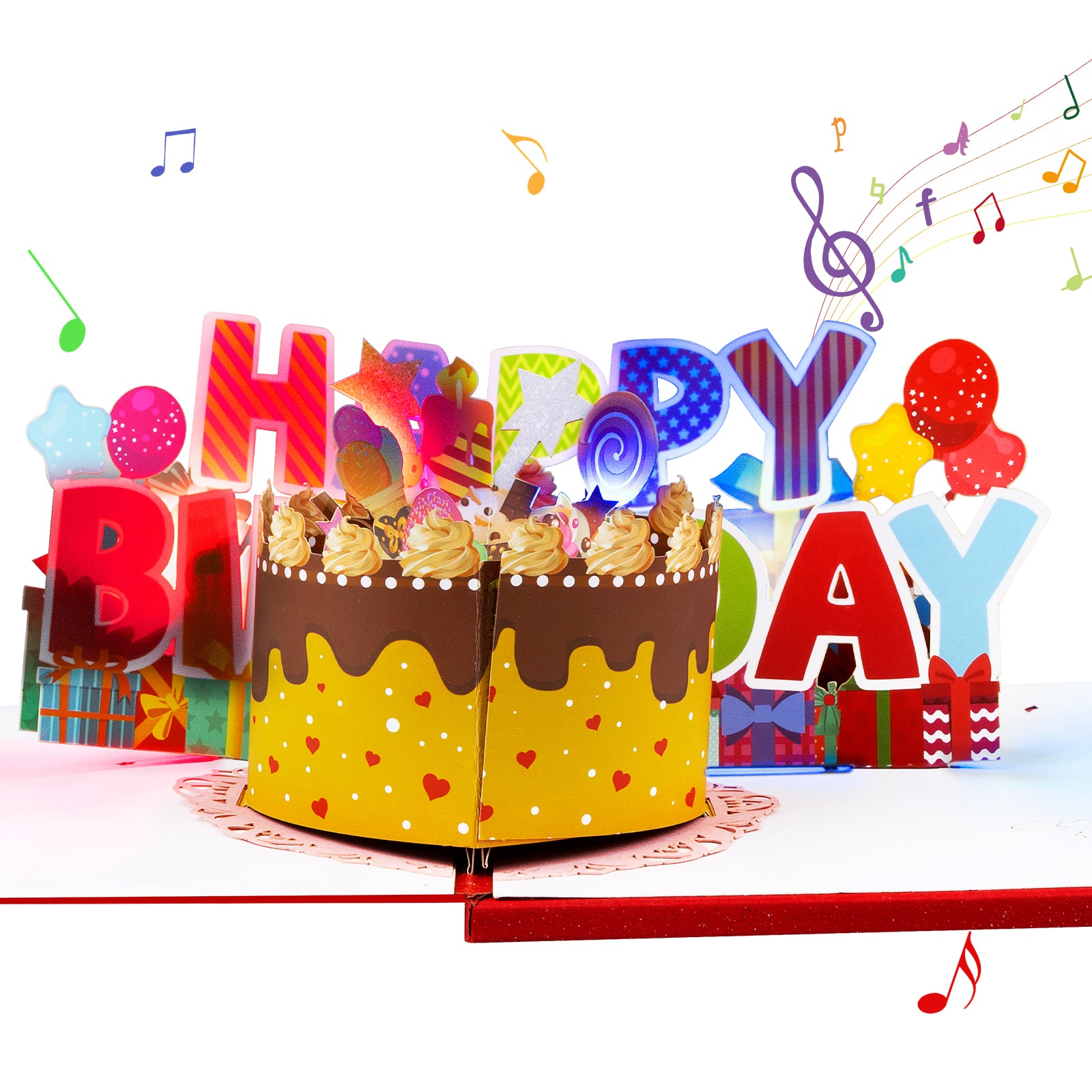 Musical Birthday Cake Pop Up Card with Music & Lights