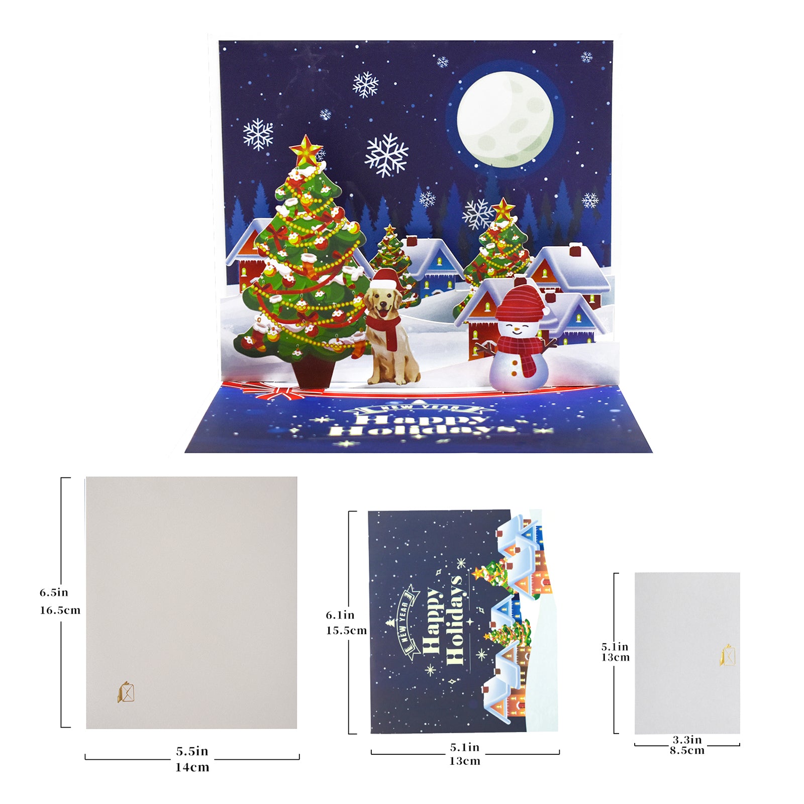 Happy Holidays Pop Up Card Christmas snowy night