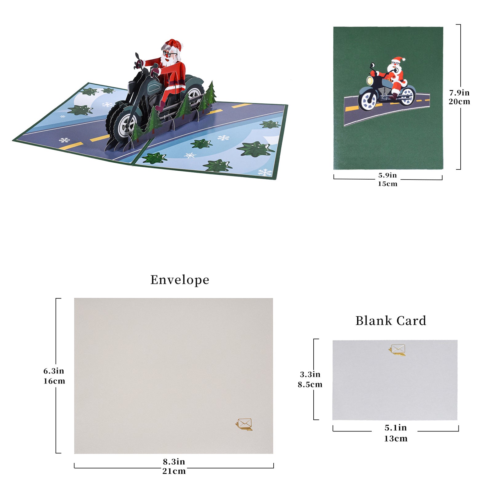 3D Christmas Pop Up Card Santa Claus riding a motorcycle