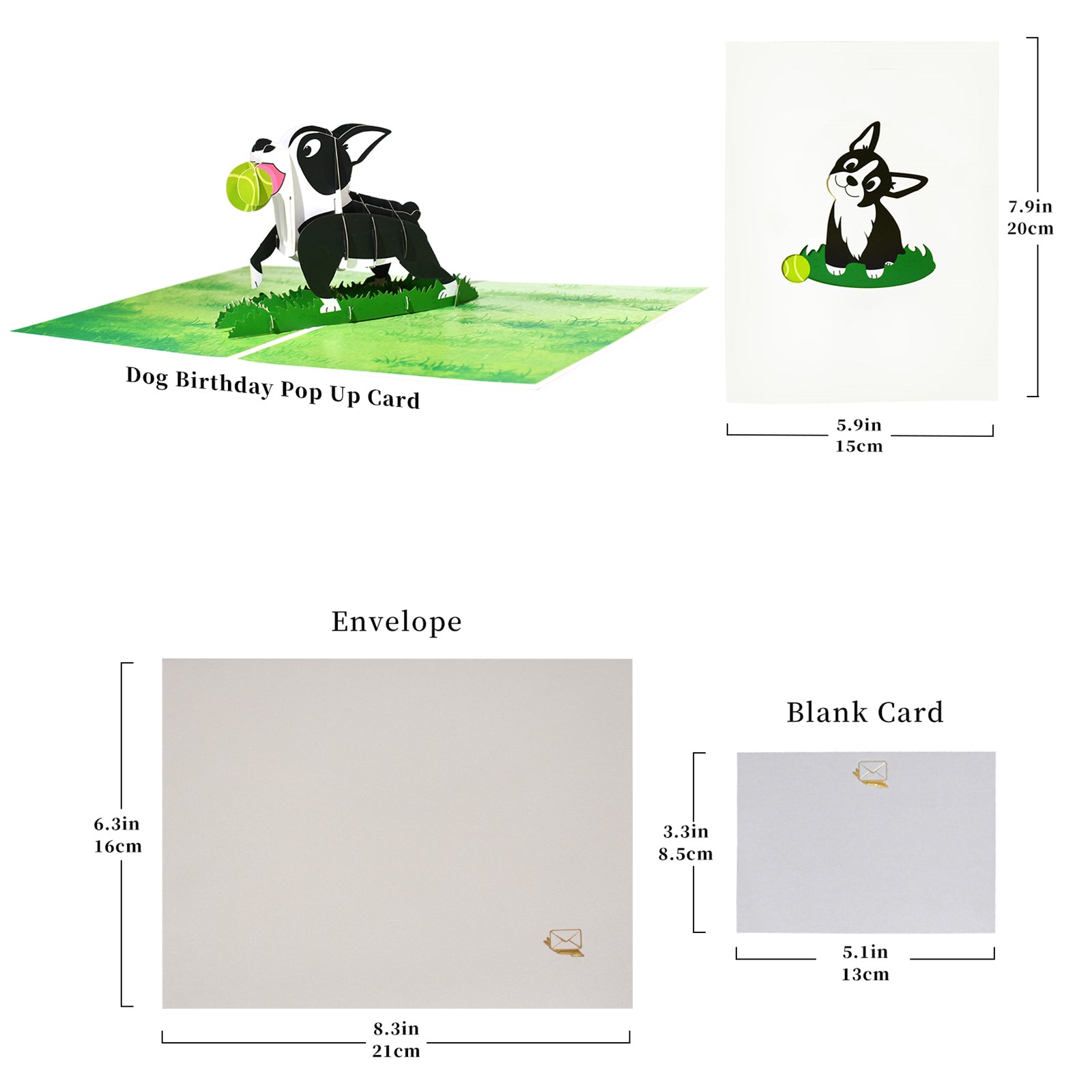 3D Cartoon Boston Terrier Pop Up Card