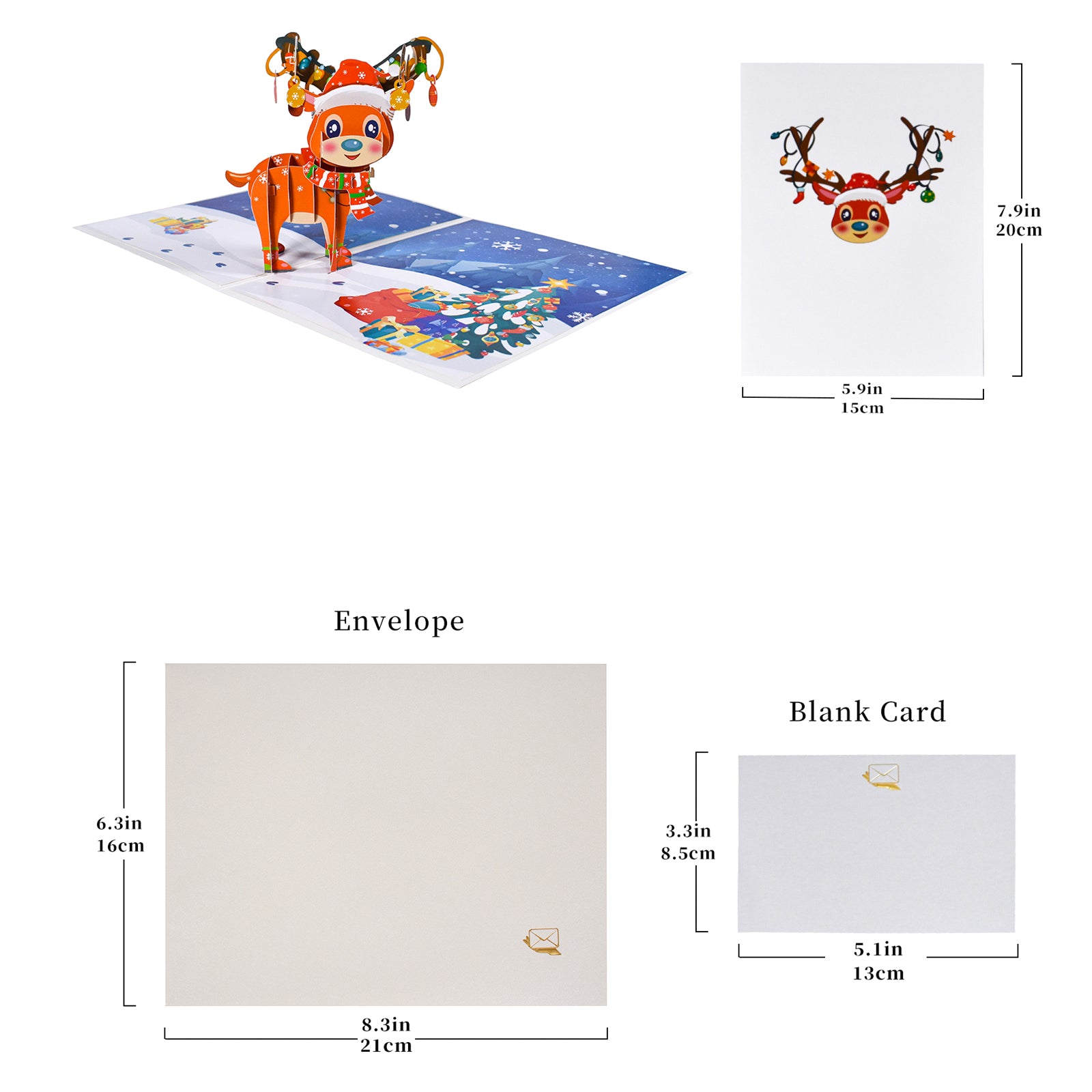 Cartoon Cute Christmas Reindeer Pop Up Card