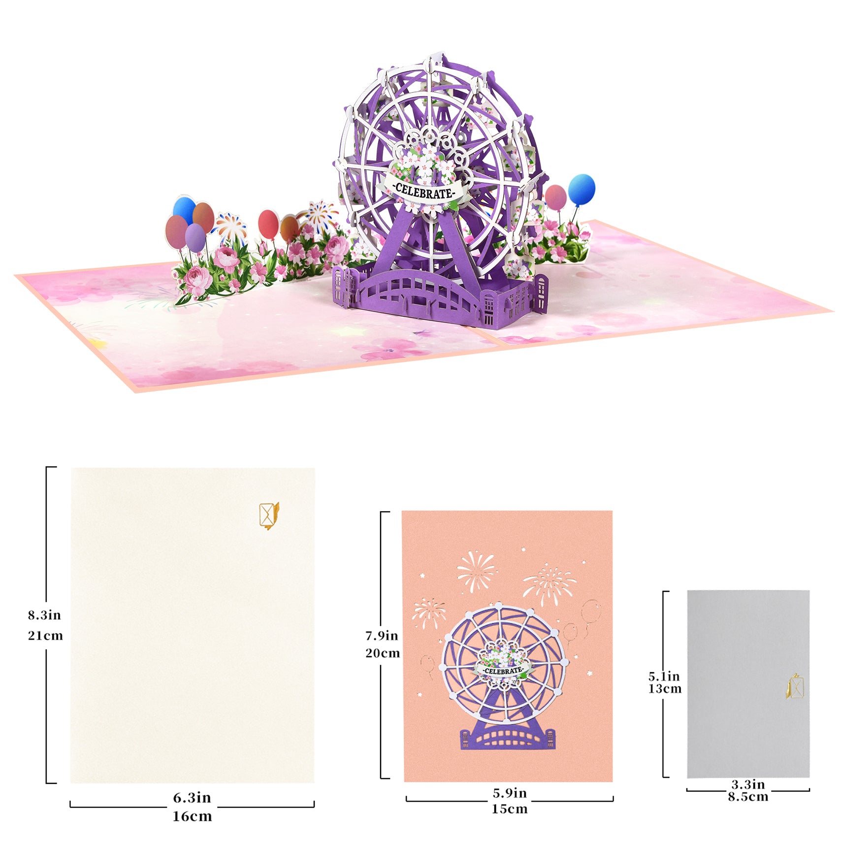 3D Flowers Ferris wheel Pop Up Card to Celebrate Anniversary Valentine's Day Mother's Day