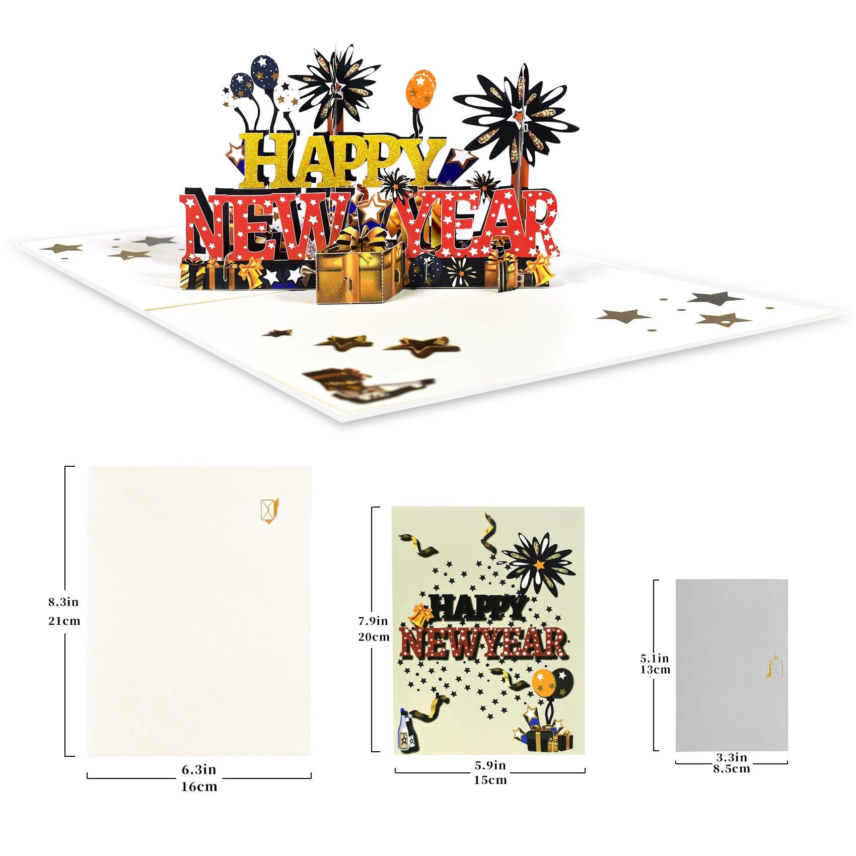 Happy New Year 3D Pop Up Card