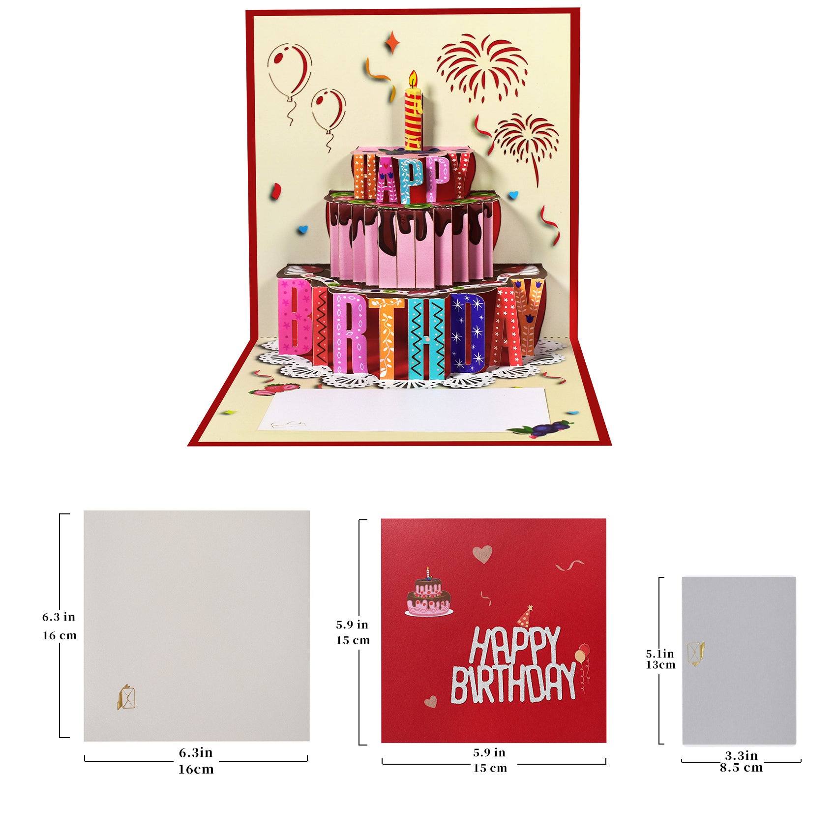 3D Chocolate Fruit Cake Birthday Pop-up Card