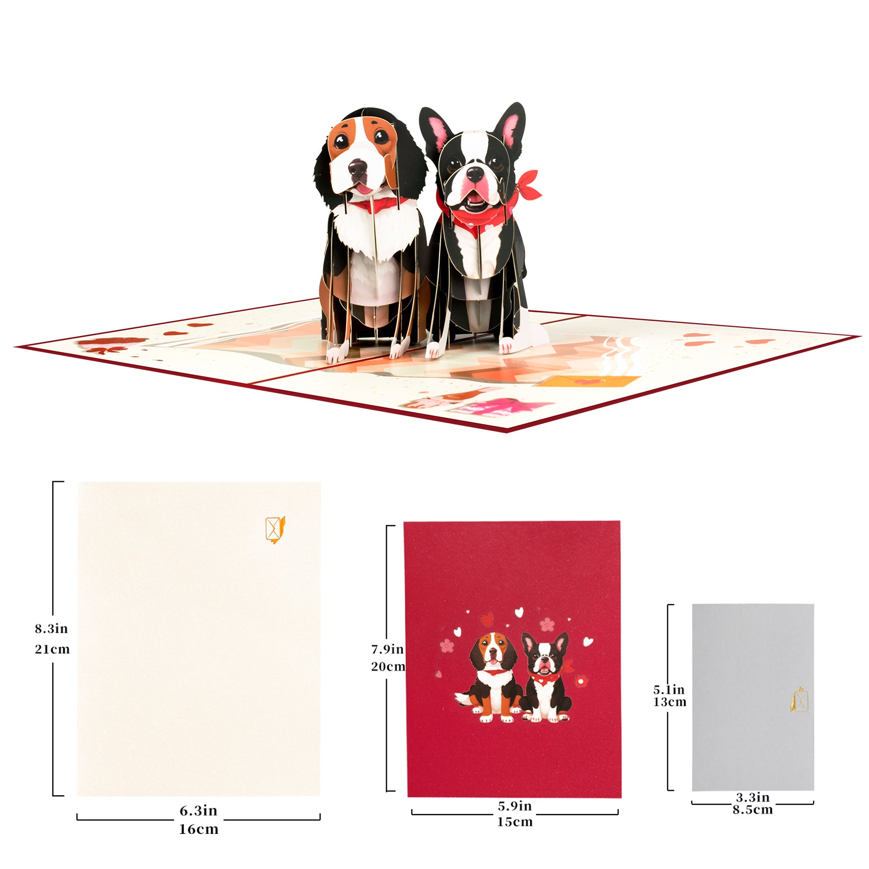 3D Romance Love Cartoon Dog Pop Up Card for Valentine's Day, Anniversary