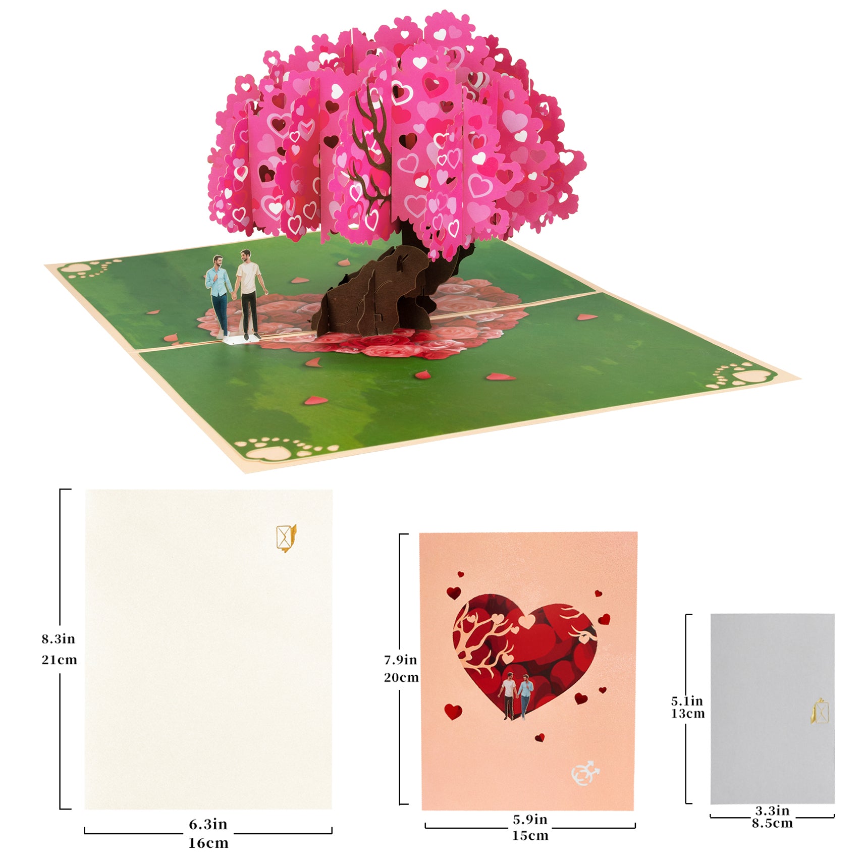 3D Love Romance Pop Up Card for Gay Couple Anniversary, Valentine's Day