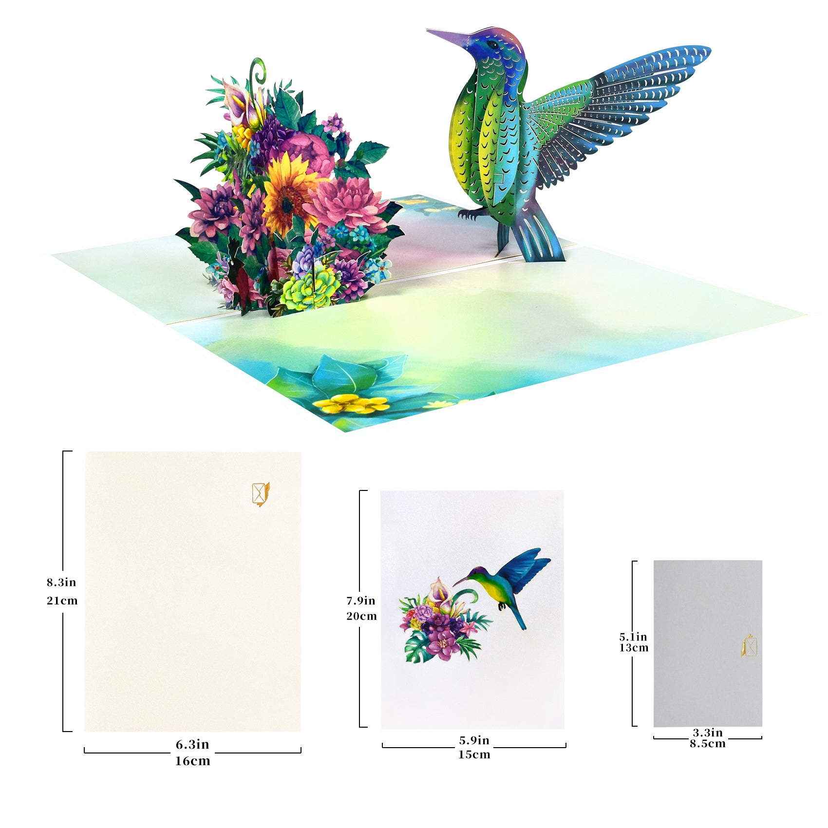 3D Hummingbird Pop Up Card for Birthday, Mother's Day