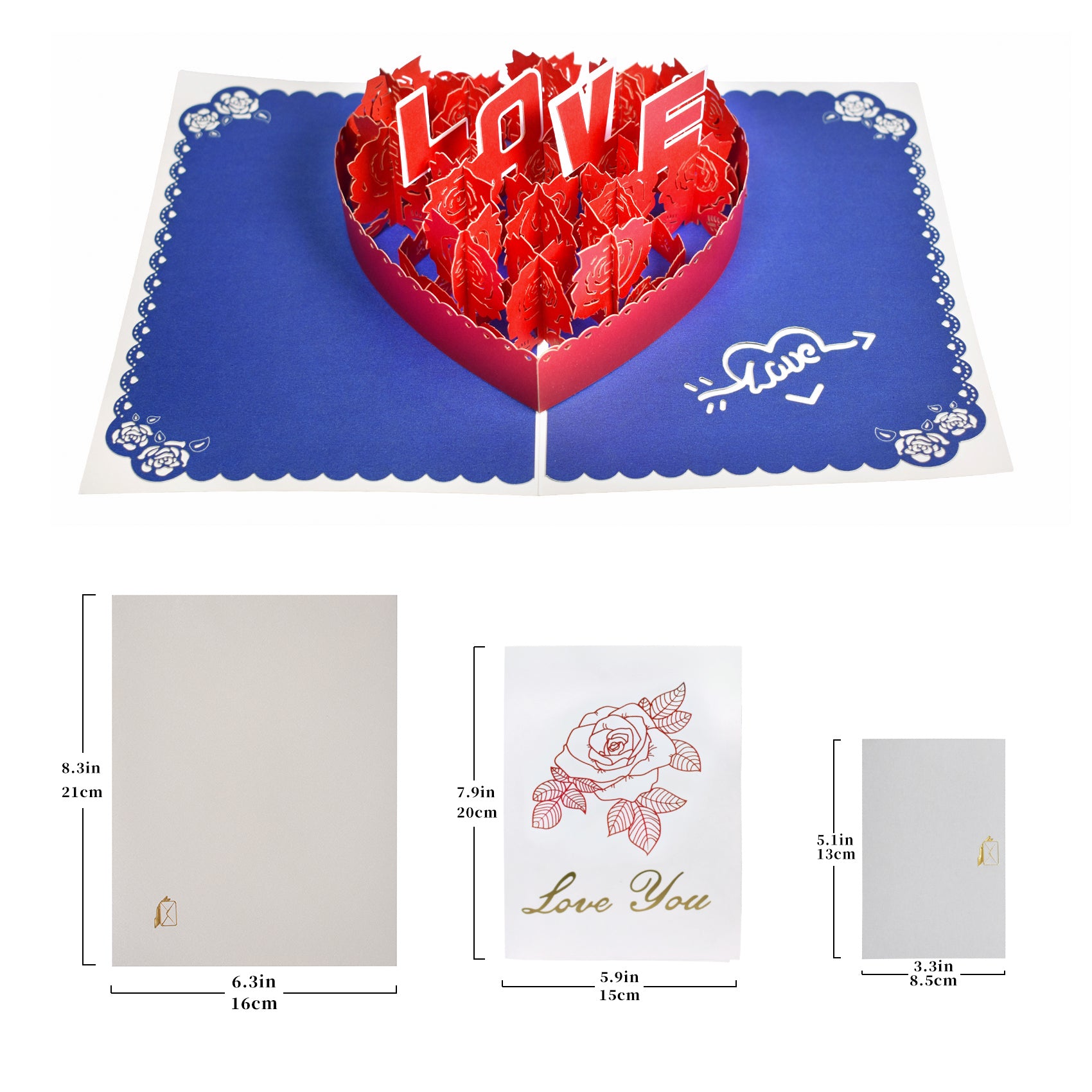 3D Rose Gift Box Romance Pop Up Card for Anniversary, Valentine's Day