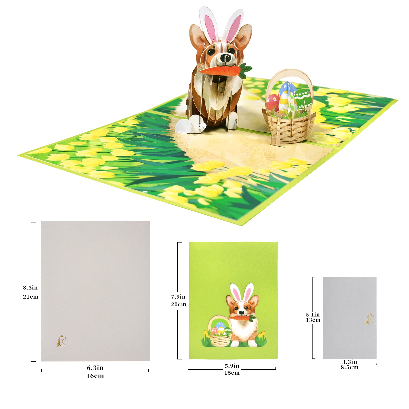 Easter 3D Pop Up Card Corgi Playing Bunny