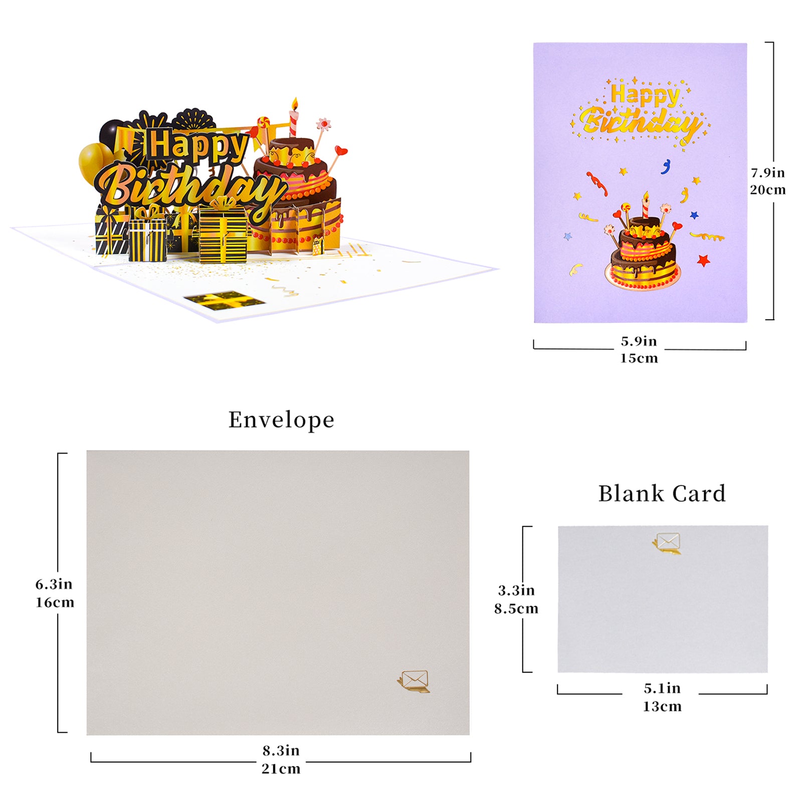 Birthday Pop Up Card 3D Gold Box