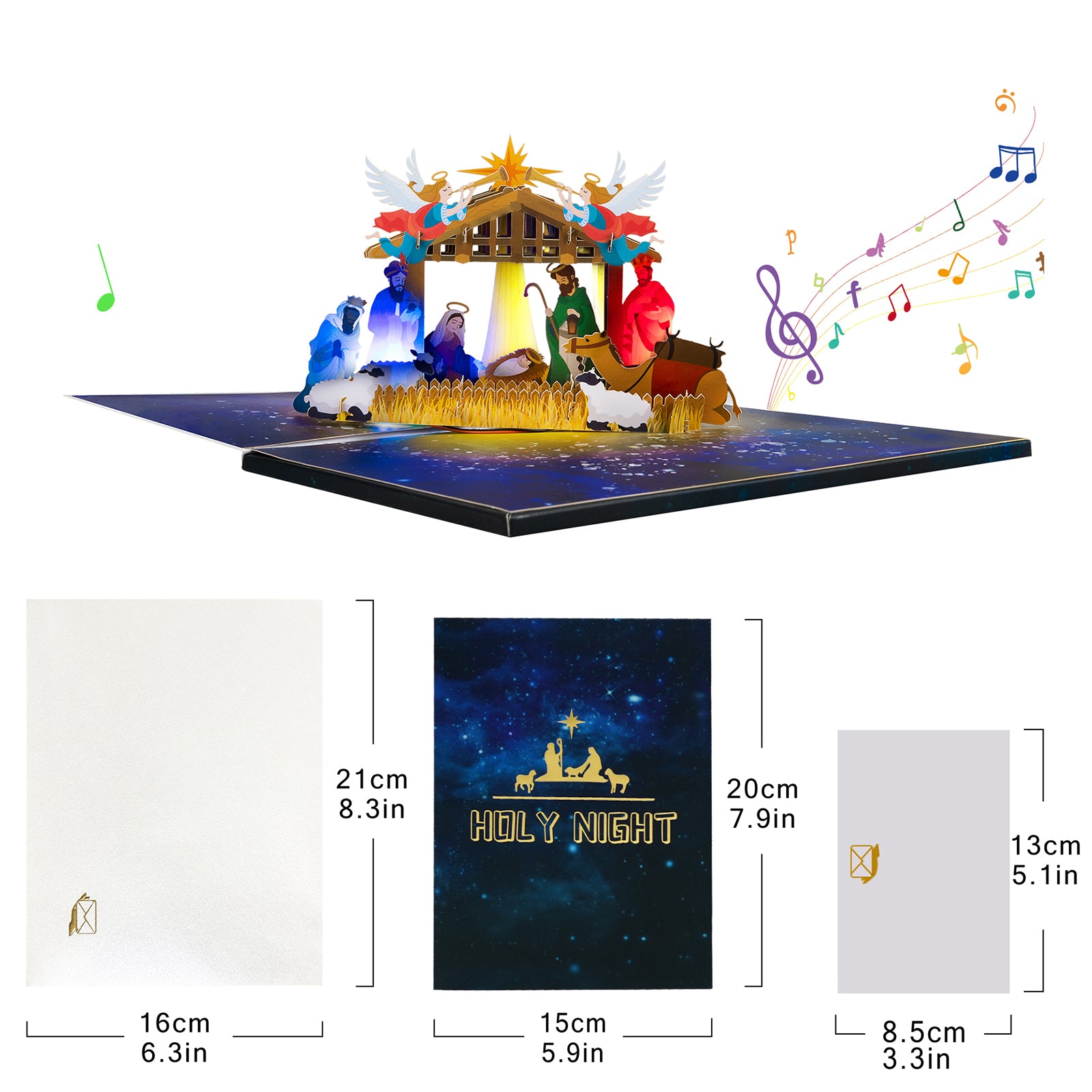 Musical Holy Night Christmas 3D Pop Up Card with Music & Lights