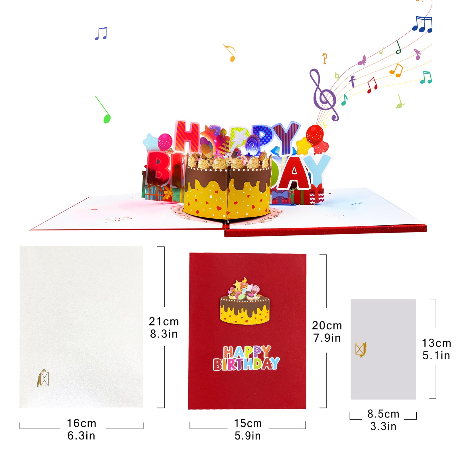 Musical Birthday Cake Pop Up Card with Music & Lights