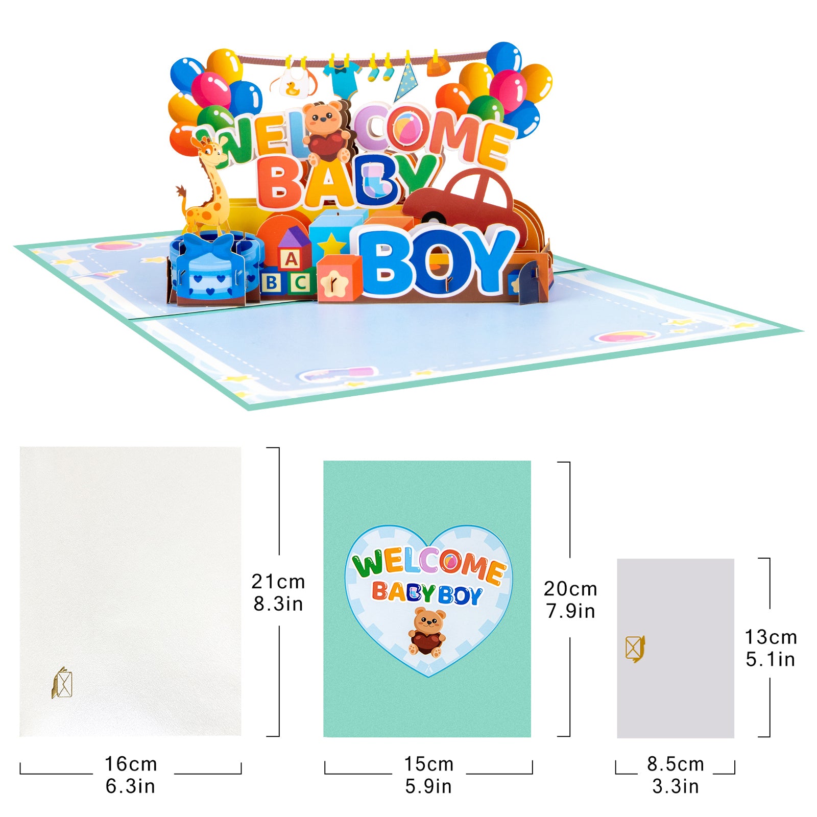 Newborn Pop-up Card for Baby Boy