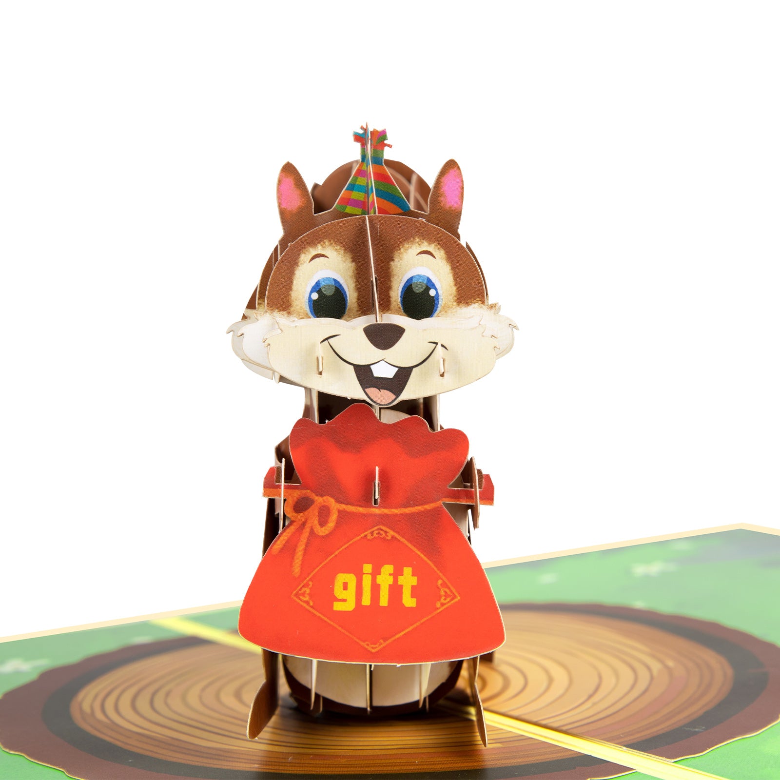 3D Squirrel Sending Blessings Pop Up Card