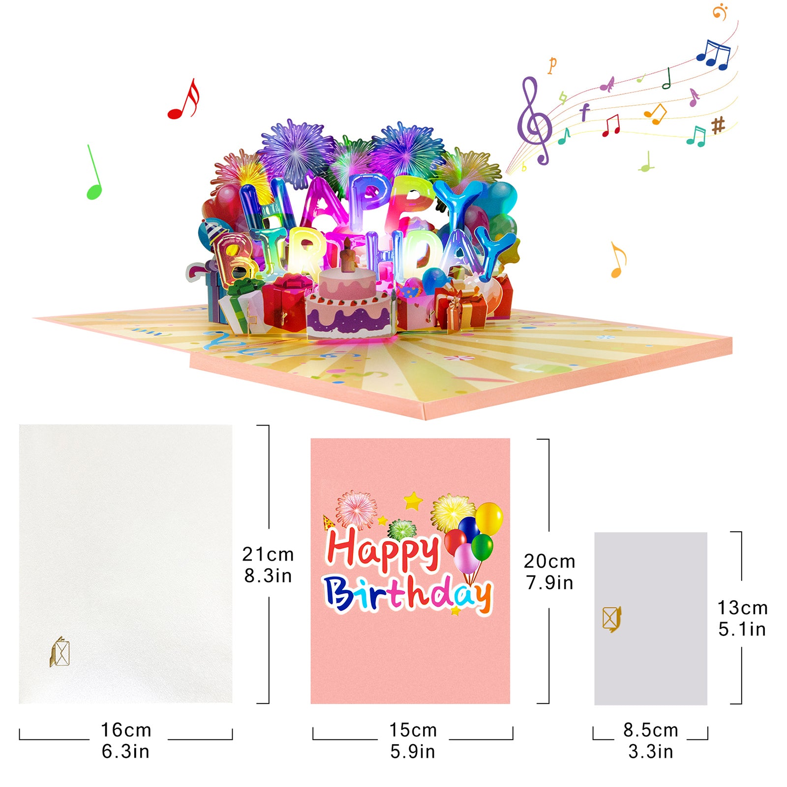 Birthday Balloons 3D Musical Pop Up Card with Music & Lights