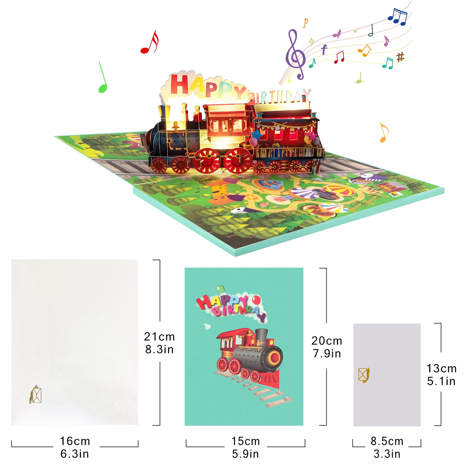 3D Birthday Train Musical Pop Up Card with Music & Lights