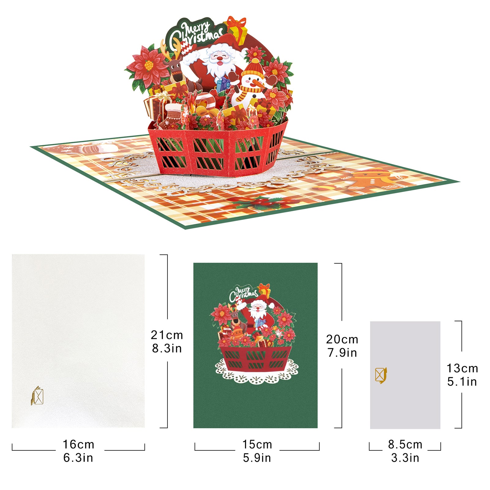 Christmas Pop Up Card Poinsettia Flower Basket