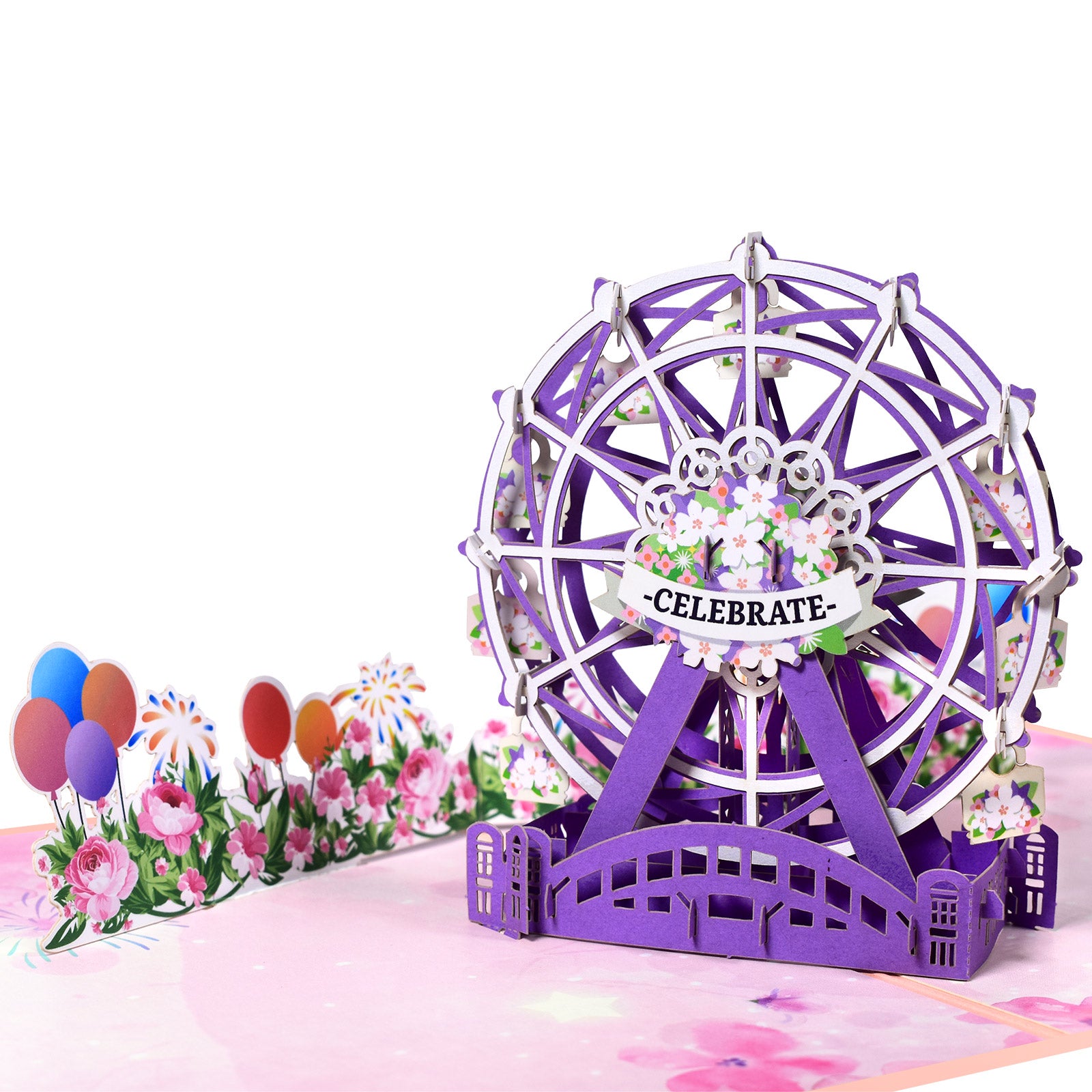 3D Flowers Ferris wheel Pop Up Card to Celebrate Anniversary Valentine's Day Mother's Day