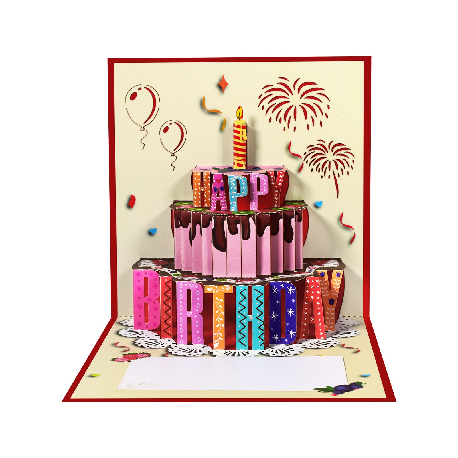 3D Chocolate Fruit Cake Birthday Pop-up Card