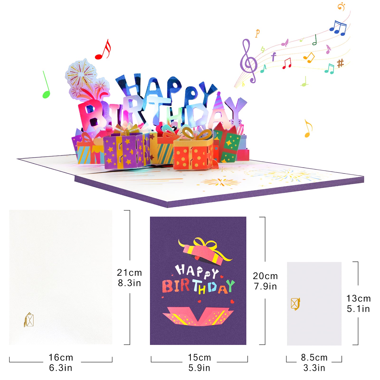 Happy Birthday Musical Pop Up Card with Music & Lights