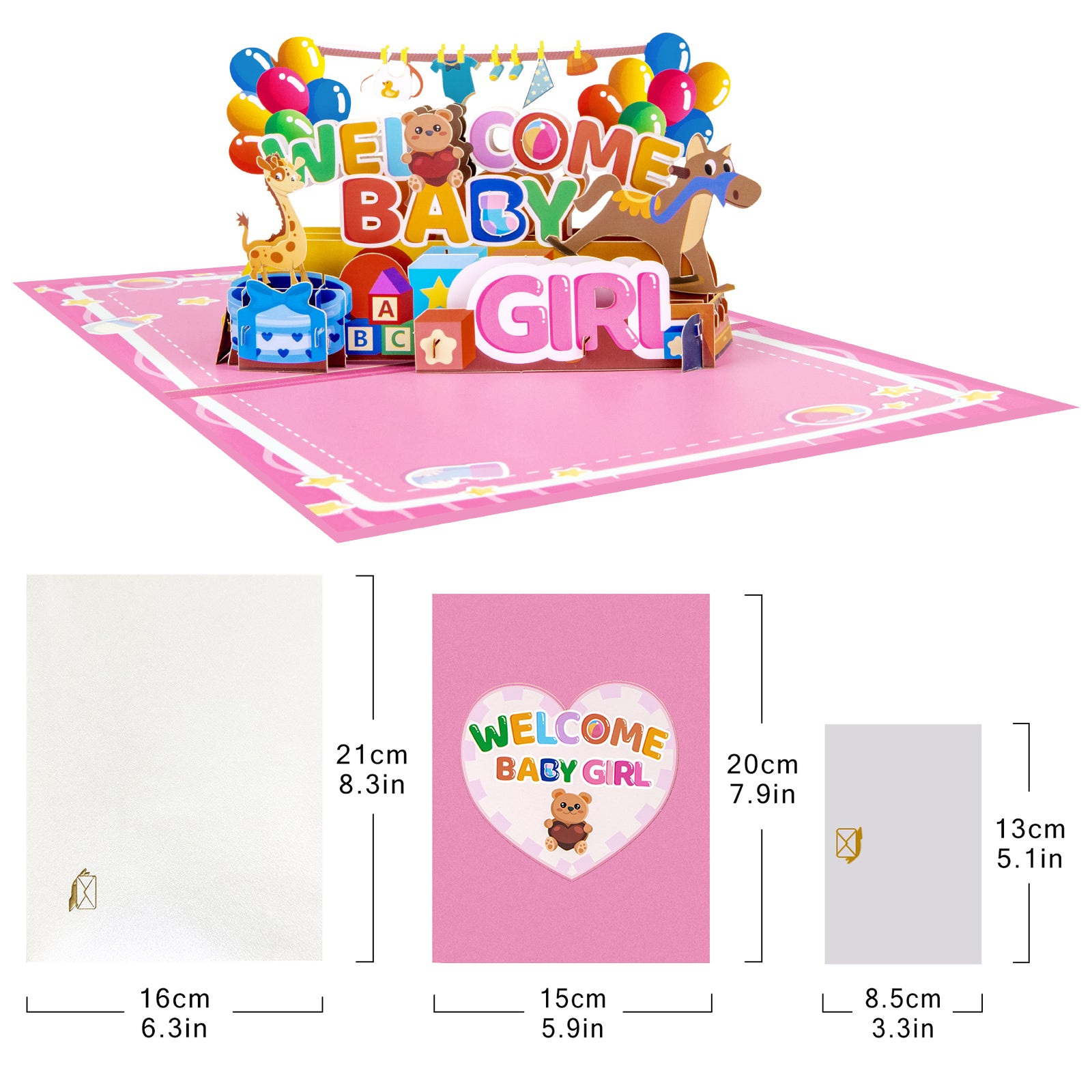 Newborn Pop-up Card for Baby Girl