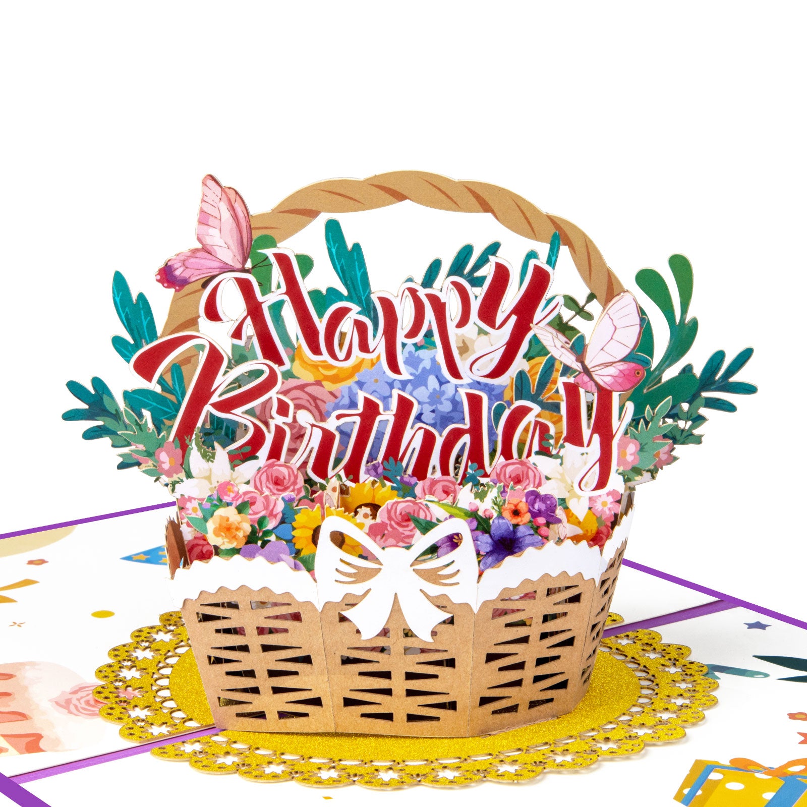 3D Flowers Basket Happy Birthday Pop Up Card for Wife Mom