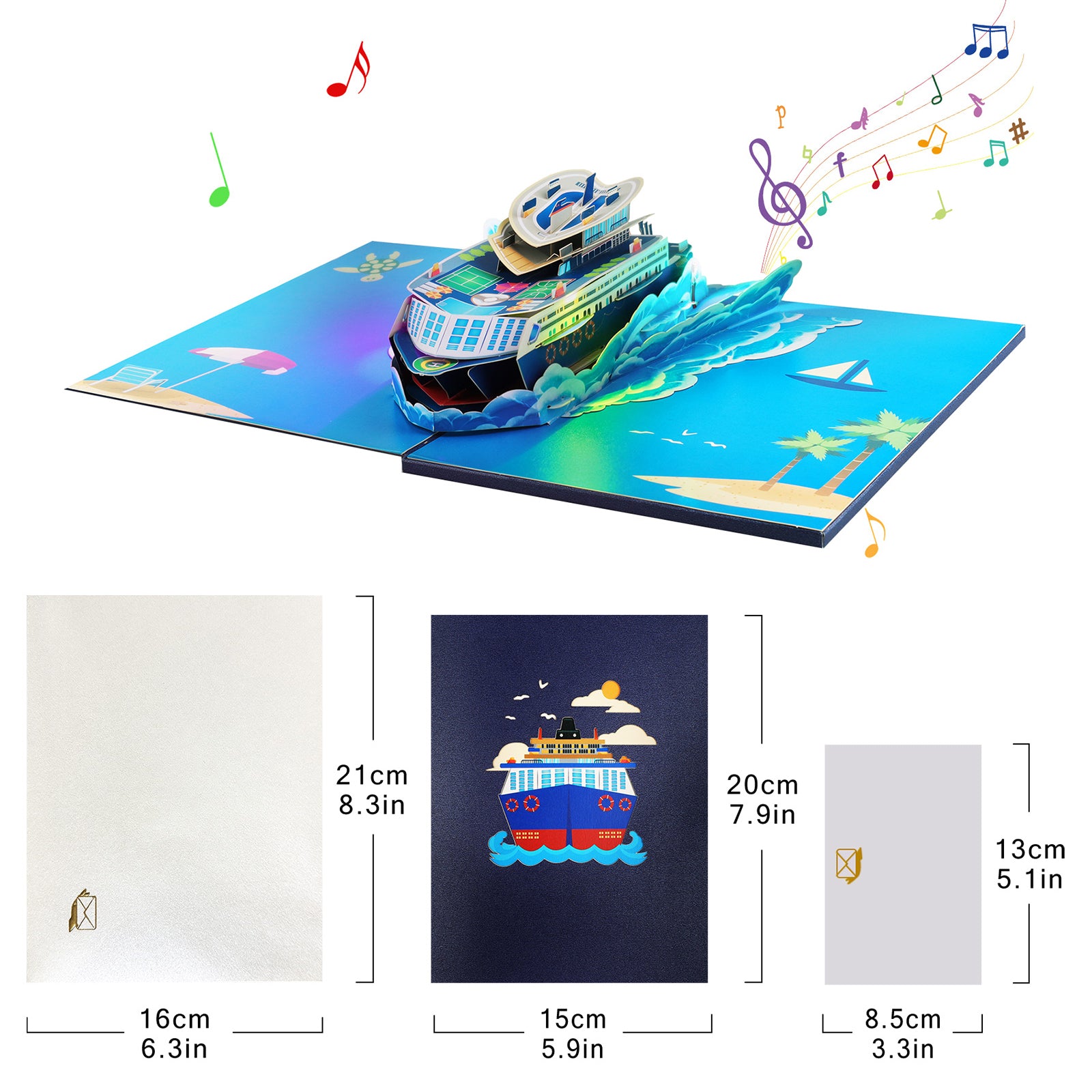 3D Cruise Ship Musical Birthday Pop Up Card with Music & Lights