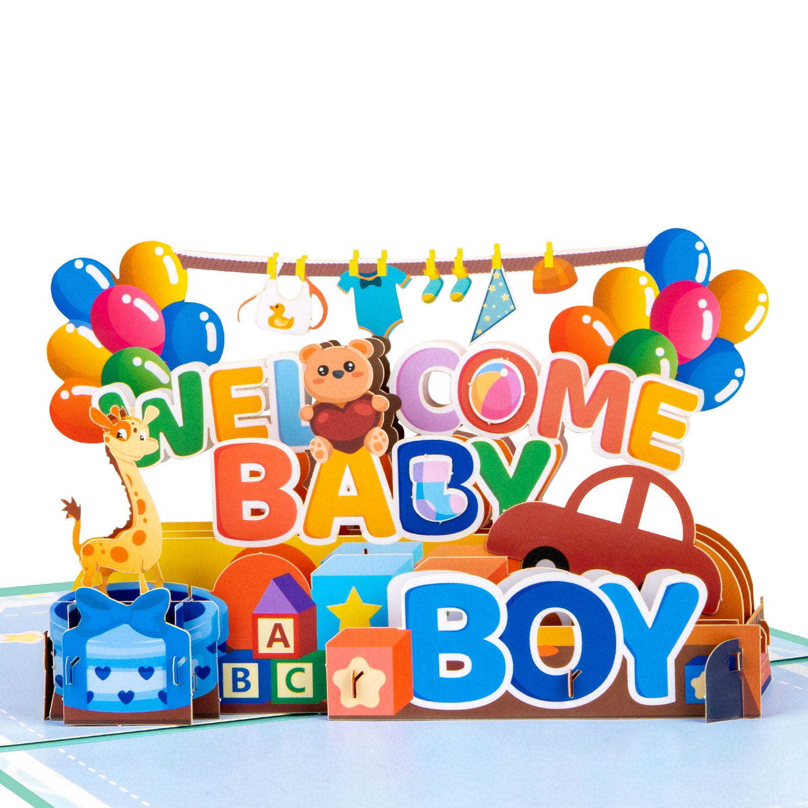 Newborn Pop-up Card for Baby Boy