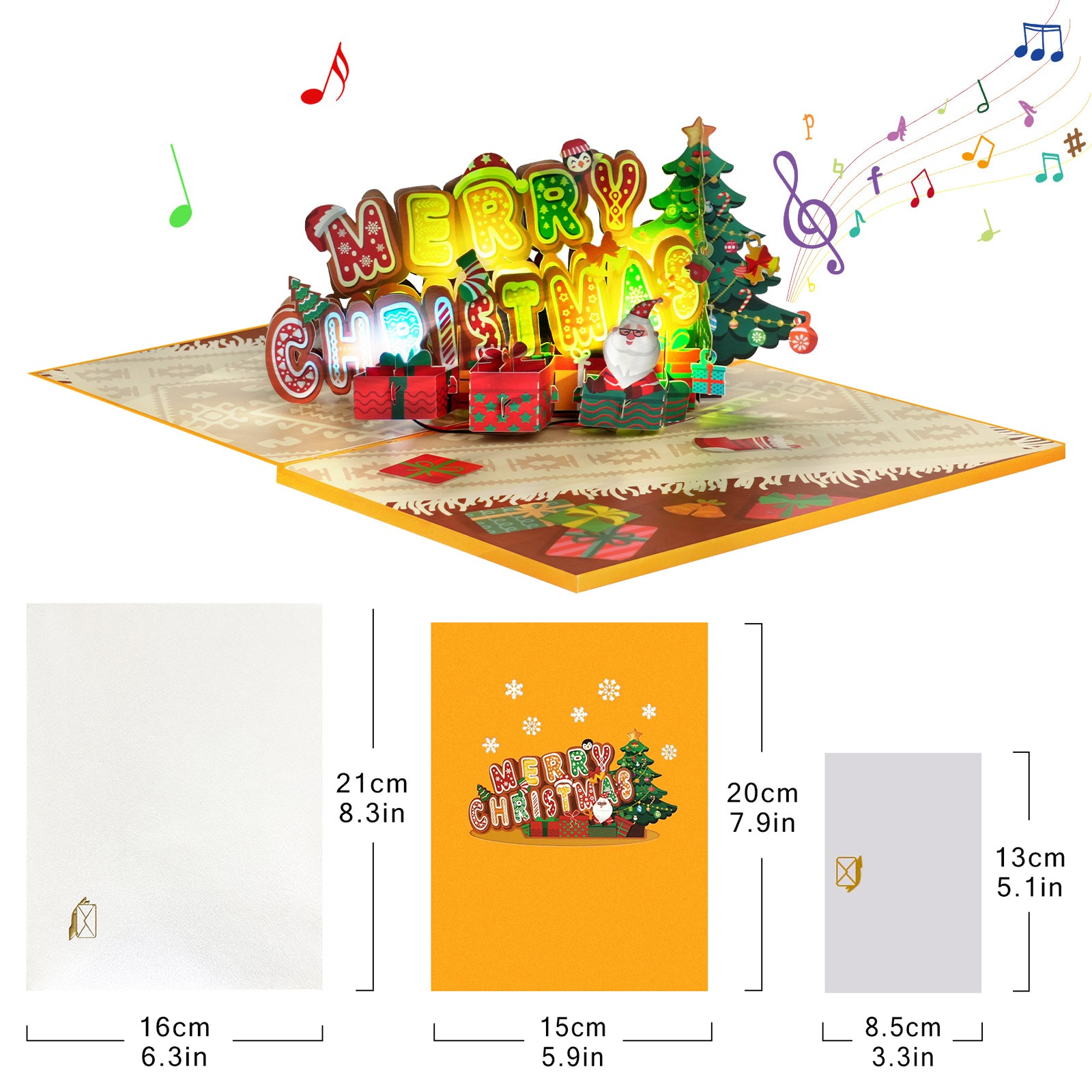 Musical Merry Christmas Pop Up Card with Music & Lights