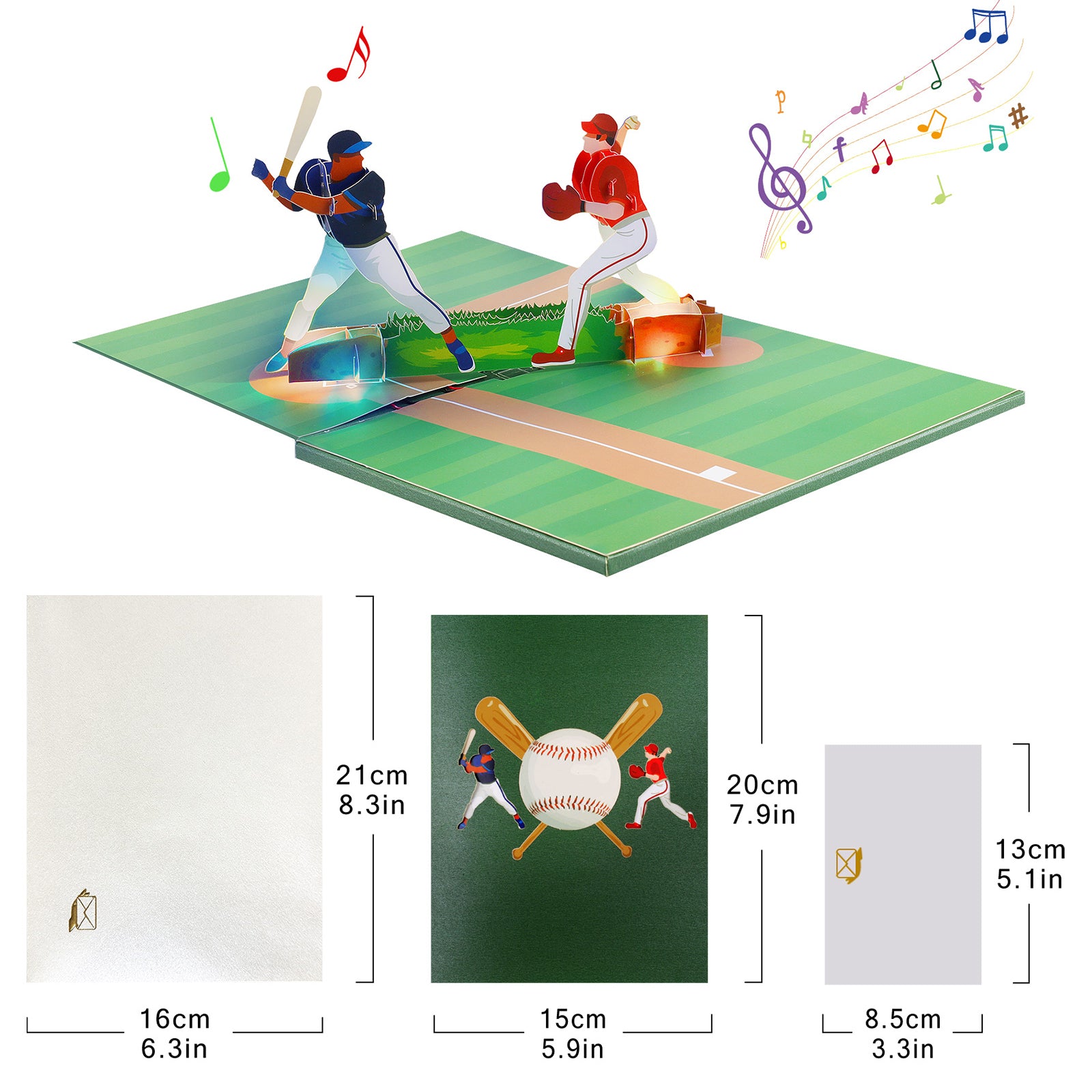 3D Baseball Birthday Musical Pop Up Card with Music & Lights