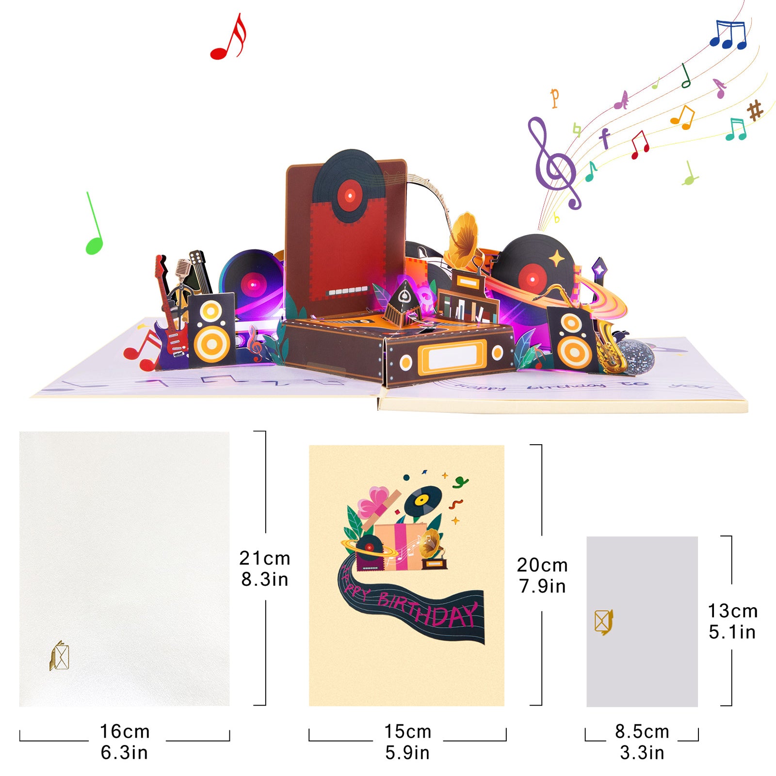 Birthday Phonograph Musical Pop Up Card with Music & Lights