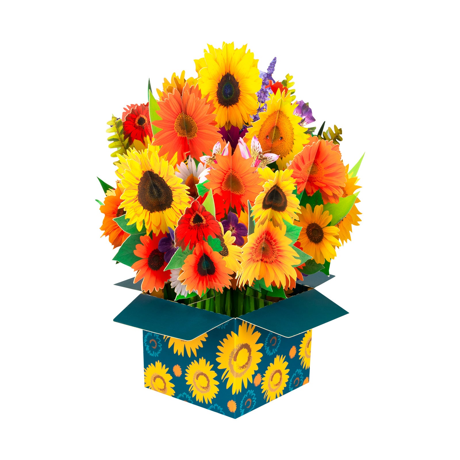 Sunflowers Bouquet Box Flowers Pop Up Card