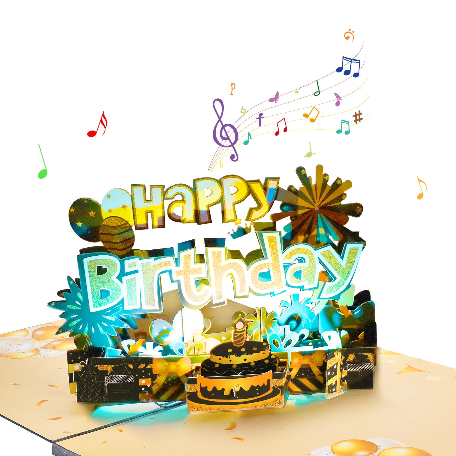 Happy Birthday Musical 3D Pop Up Card with Music & Lights