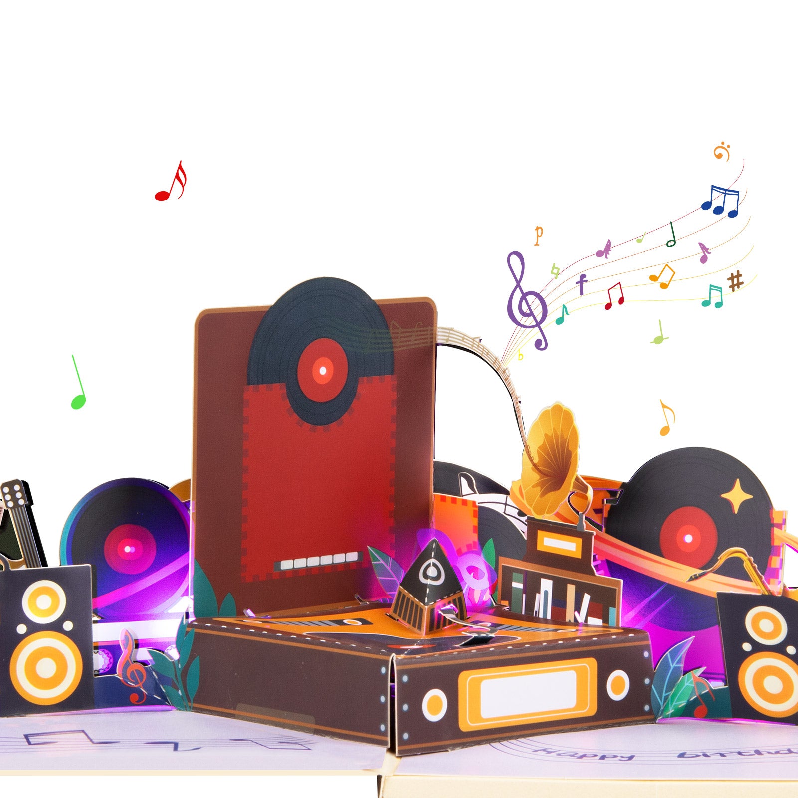 Birthday Phonograph Musical Pop Up Card with Music & Lights