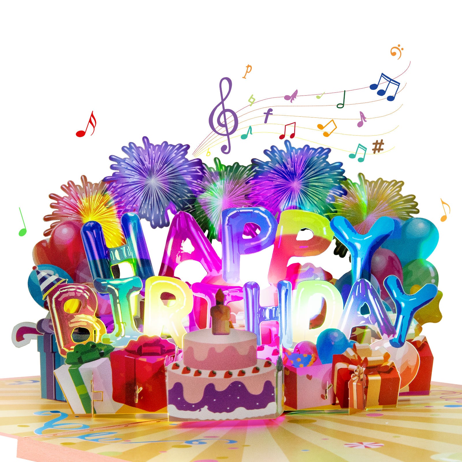 Birthday Balloons 3D Musical Pop Up Card with Music & Lights