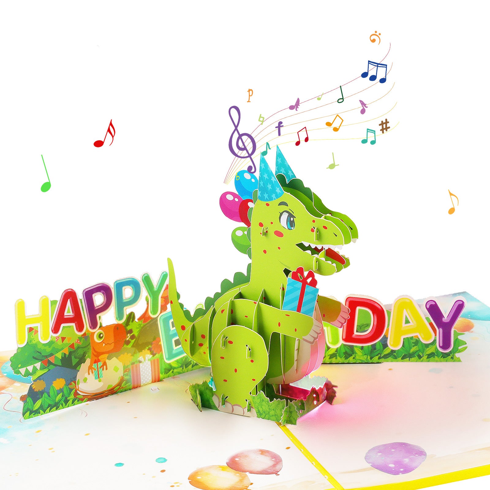 3D Cartoon Dinosaur Birthday Musical Pop Up Card with Music & Lights