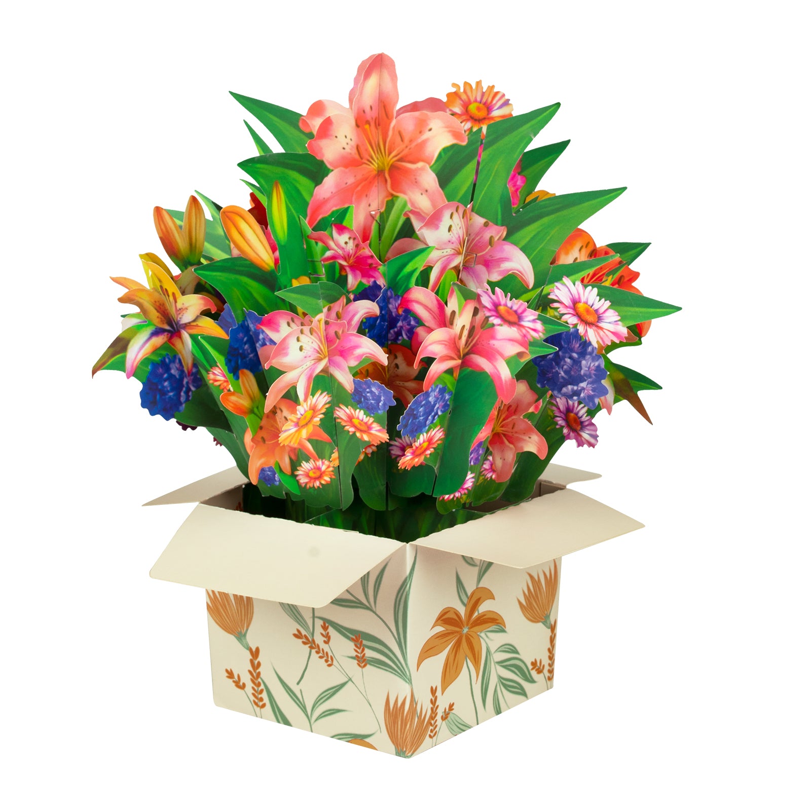 Lily Bouquet Box Flowers Pop Up Card