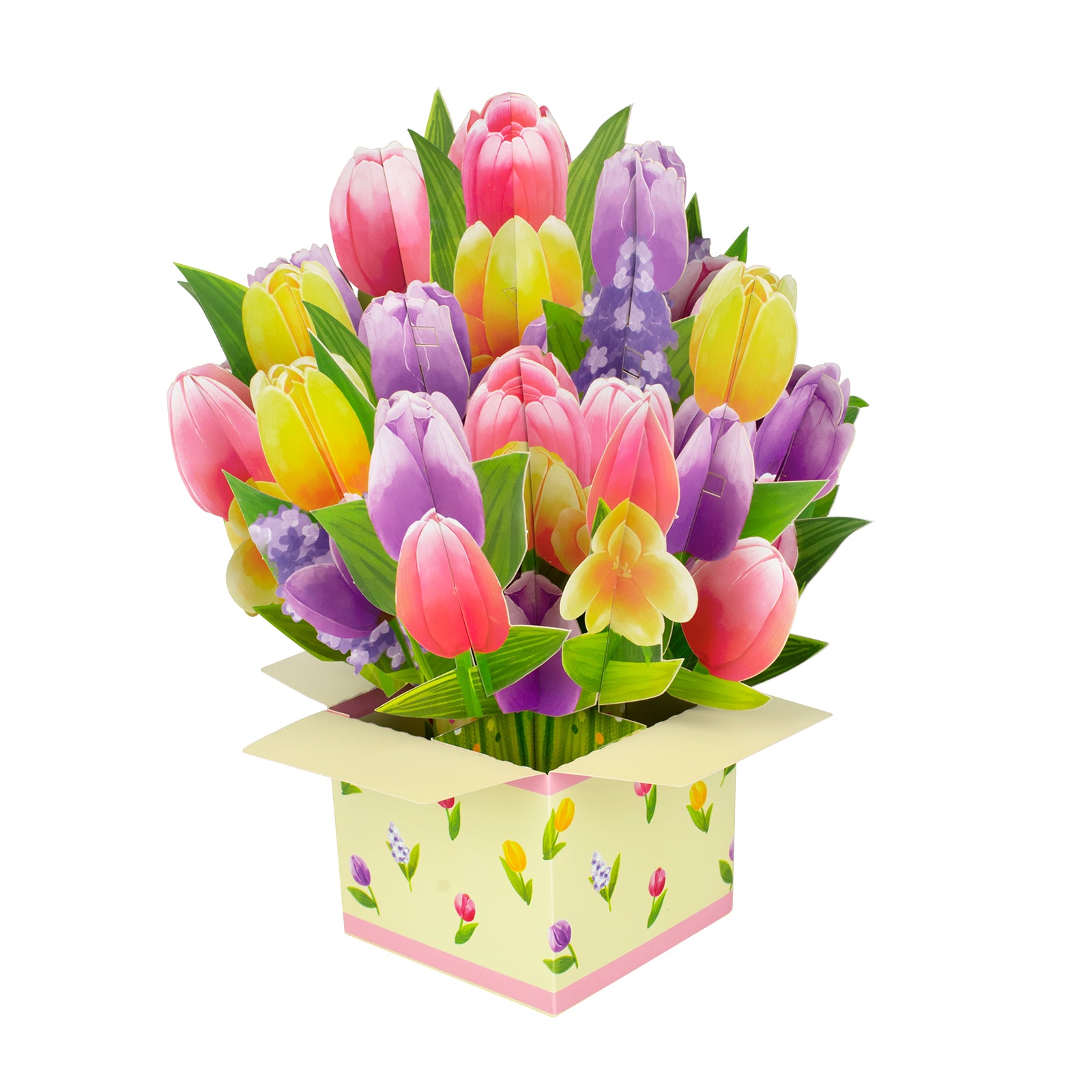 Tulip Bouquet Box Flowers Pop Up Card