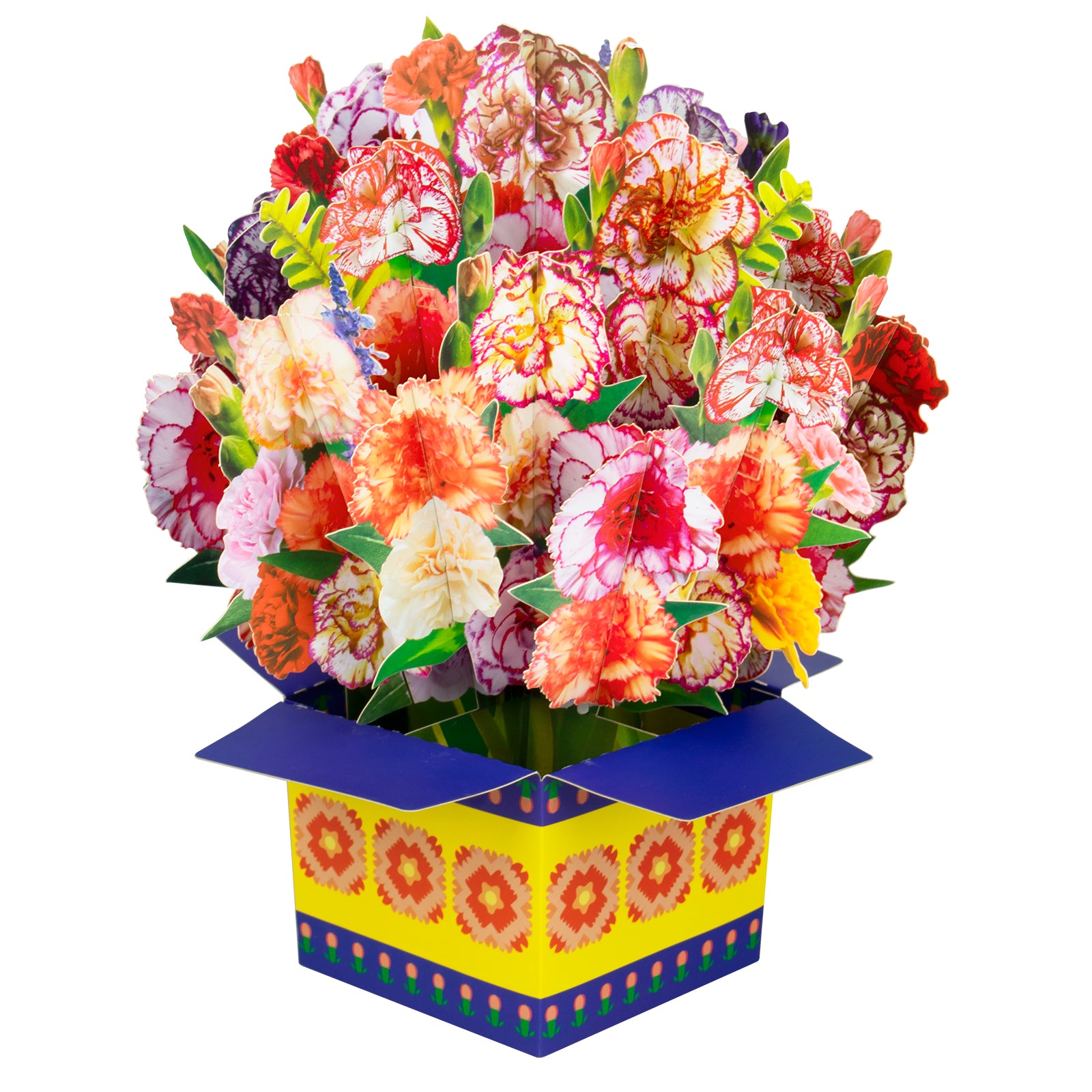 Carnation Bouquet Box Flowers Pop Up Card