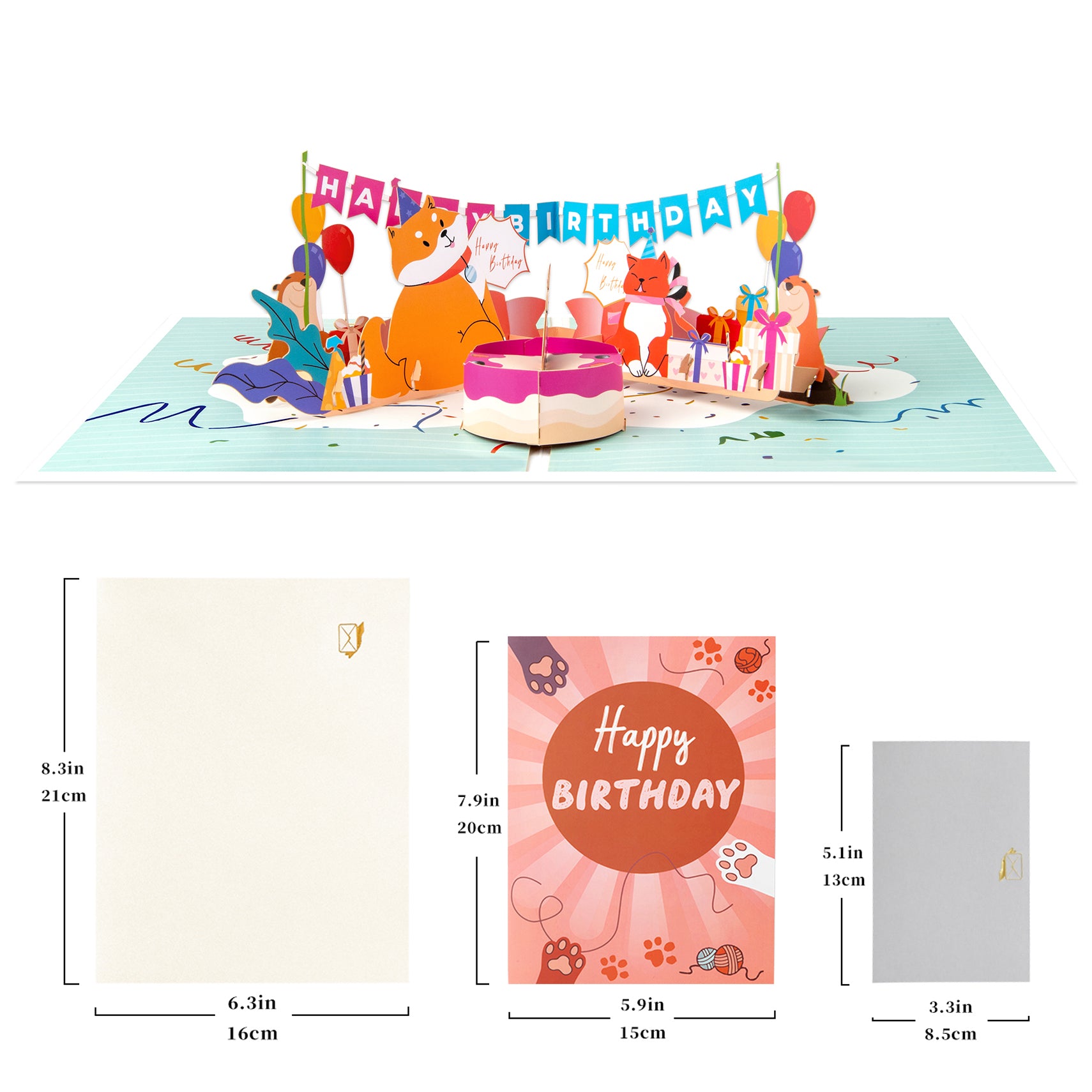 3D Cute Animals Happy Birthday Pop Up Card for Kids