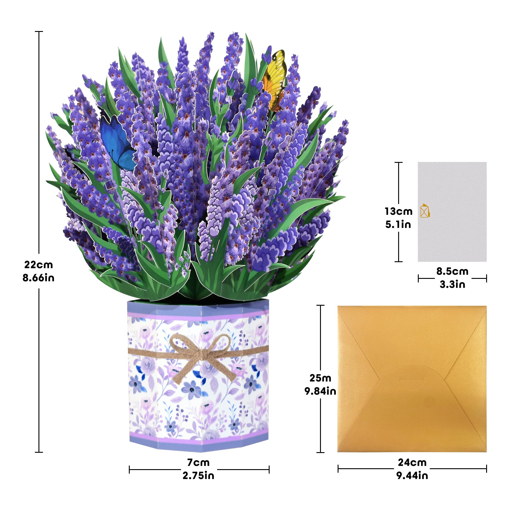 Lavender Pop Up Bouquet 3D Flowers Card