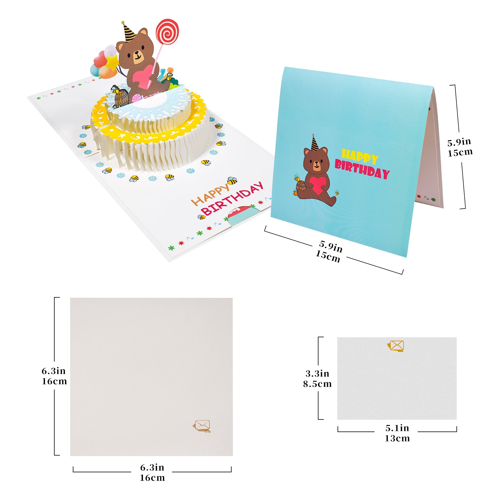 Pop Up Birthday Card for Kids 3D Bear